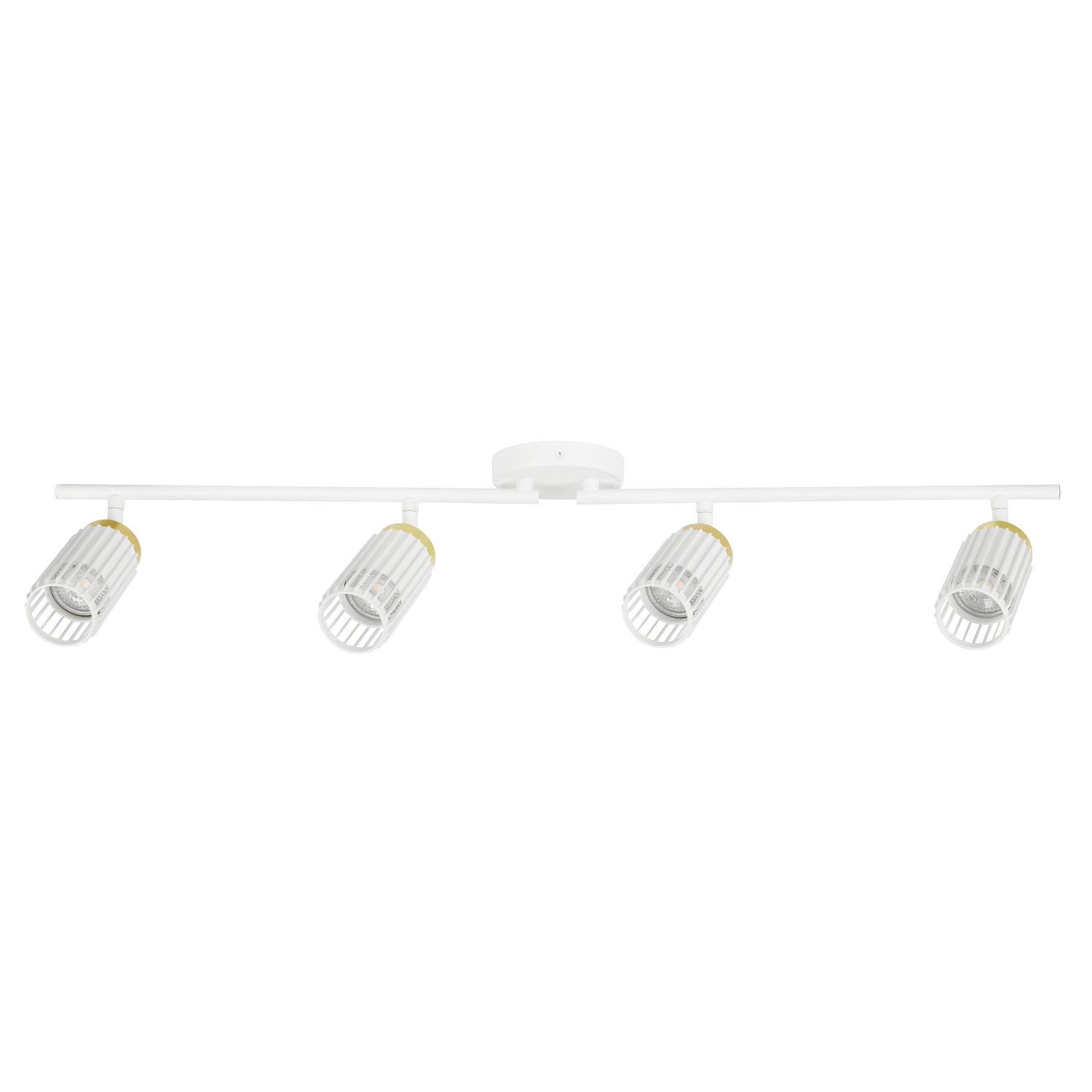 Haven 4 light sand white and champagne gold adjustable ceiling spotlight bar.