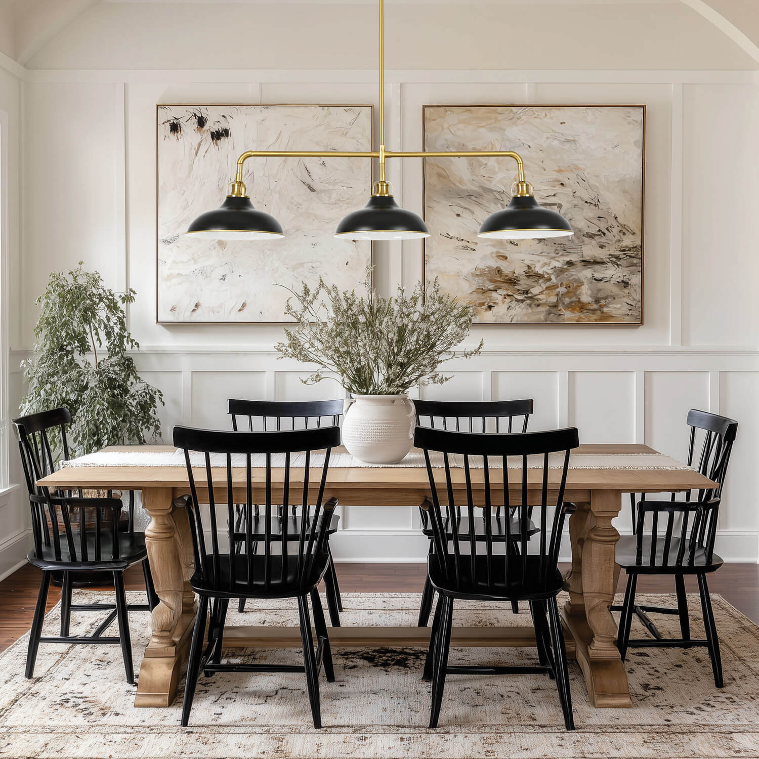 Kingston Black and Brass Gold 3 Light Pendant