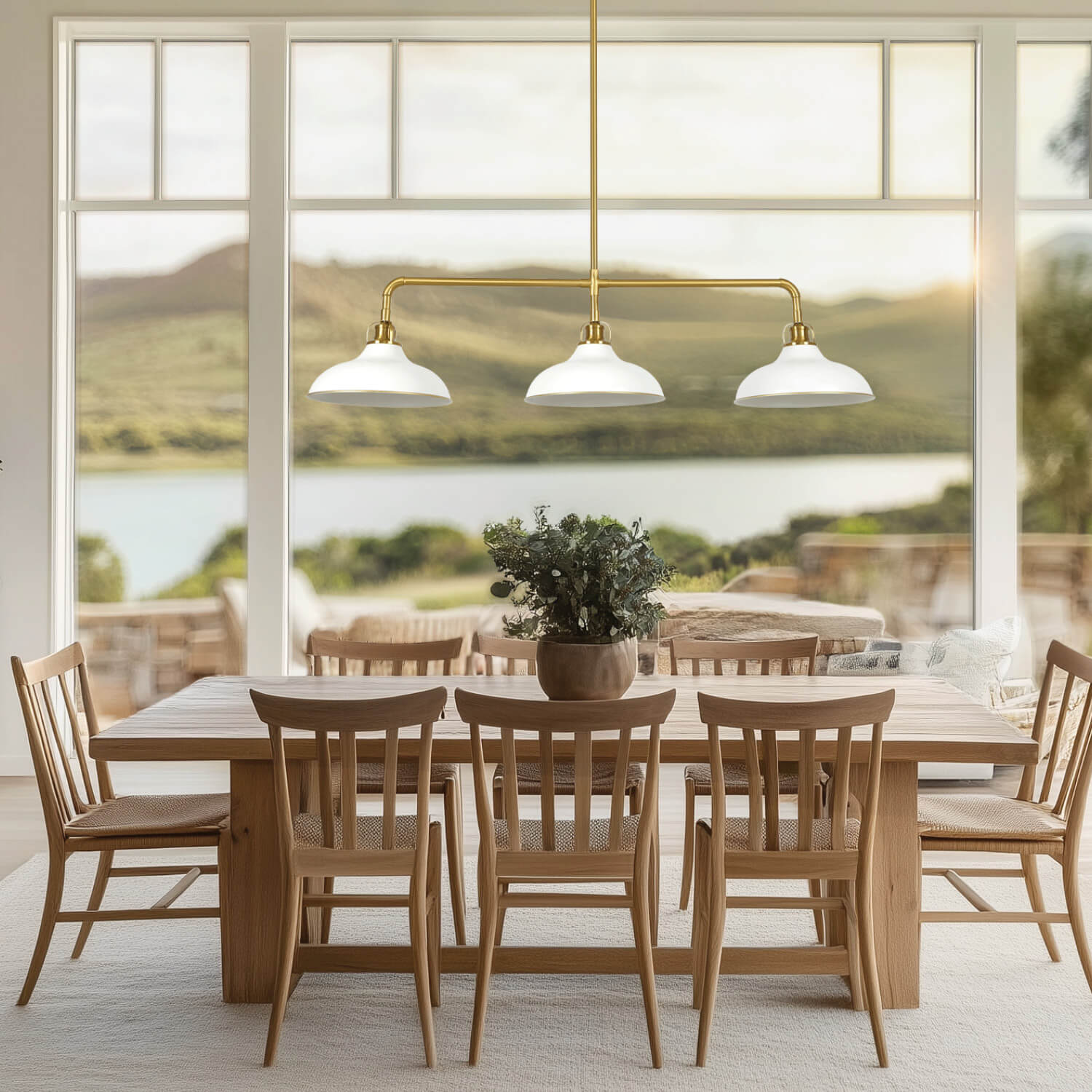 Kingston White and Brass Gold 3 Light Pendant