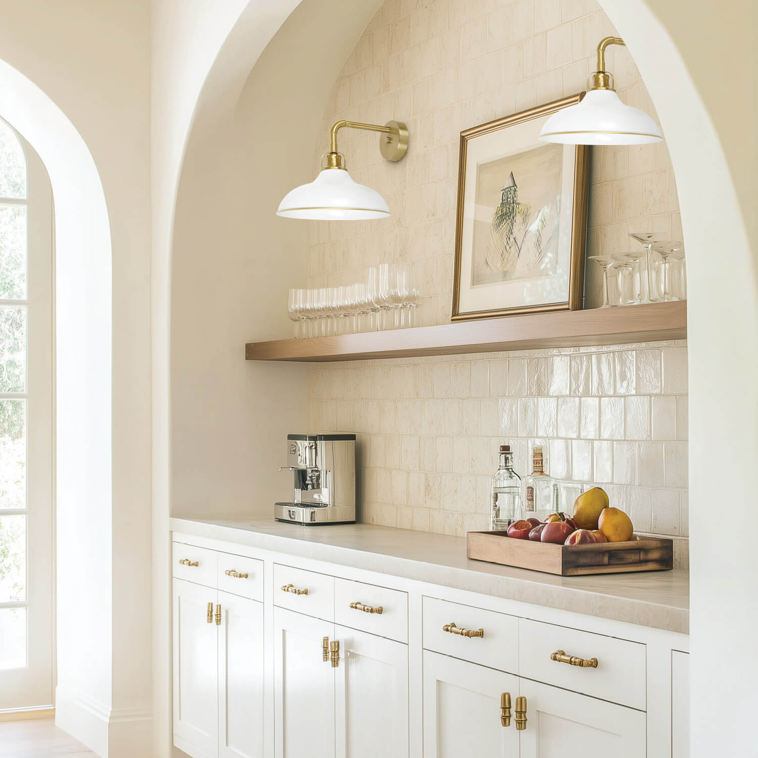 Kingston White and Brass Gold Wall Light
