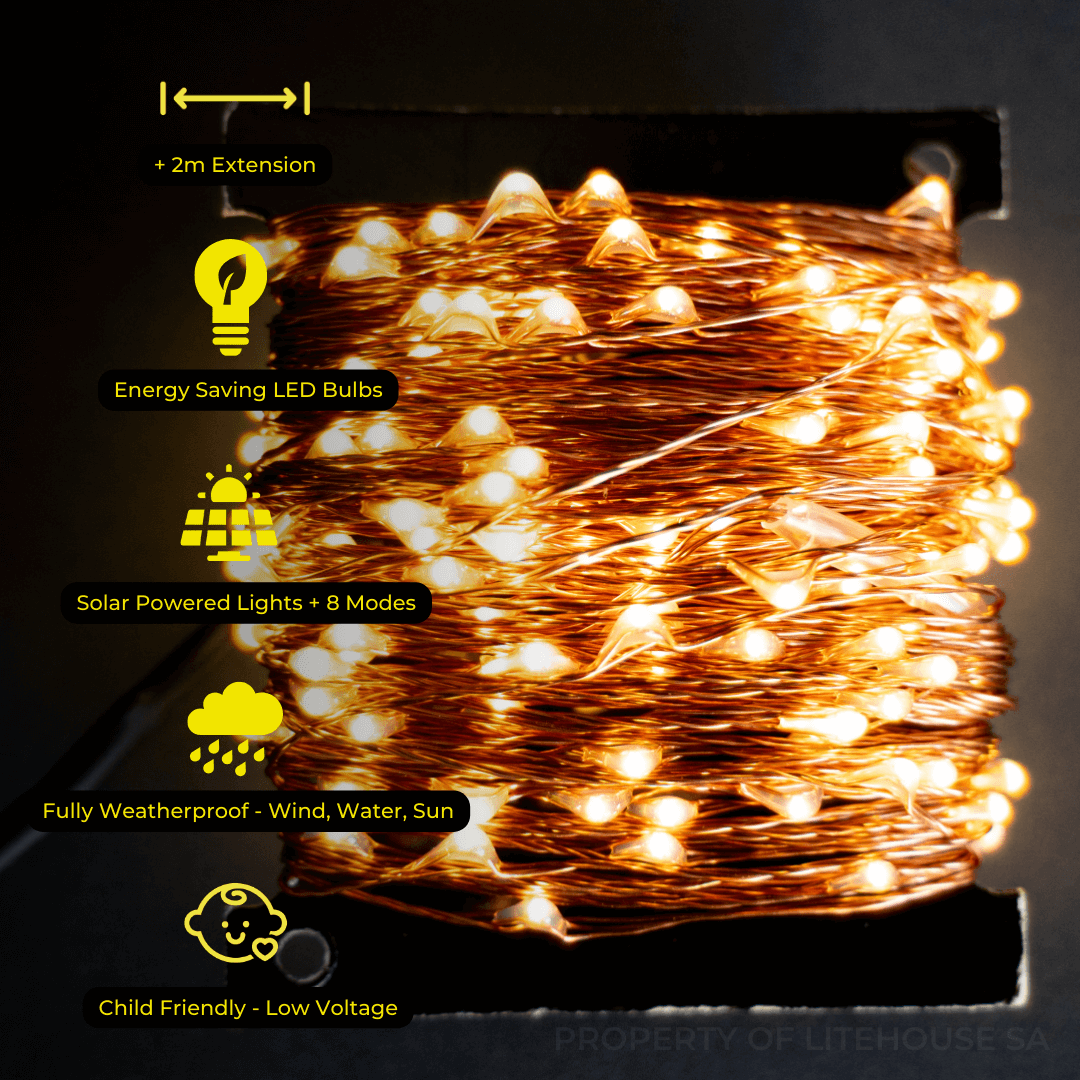 Litehouse 20M Solar Copper Fairy Lights