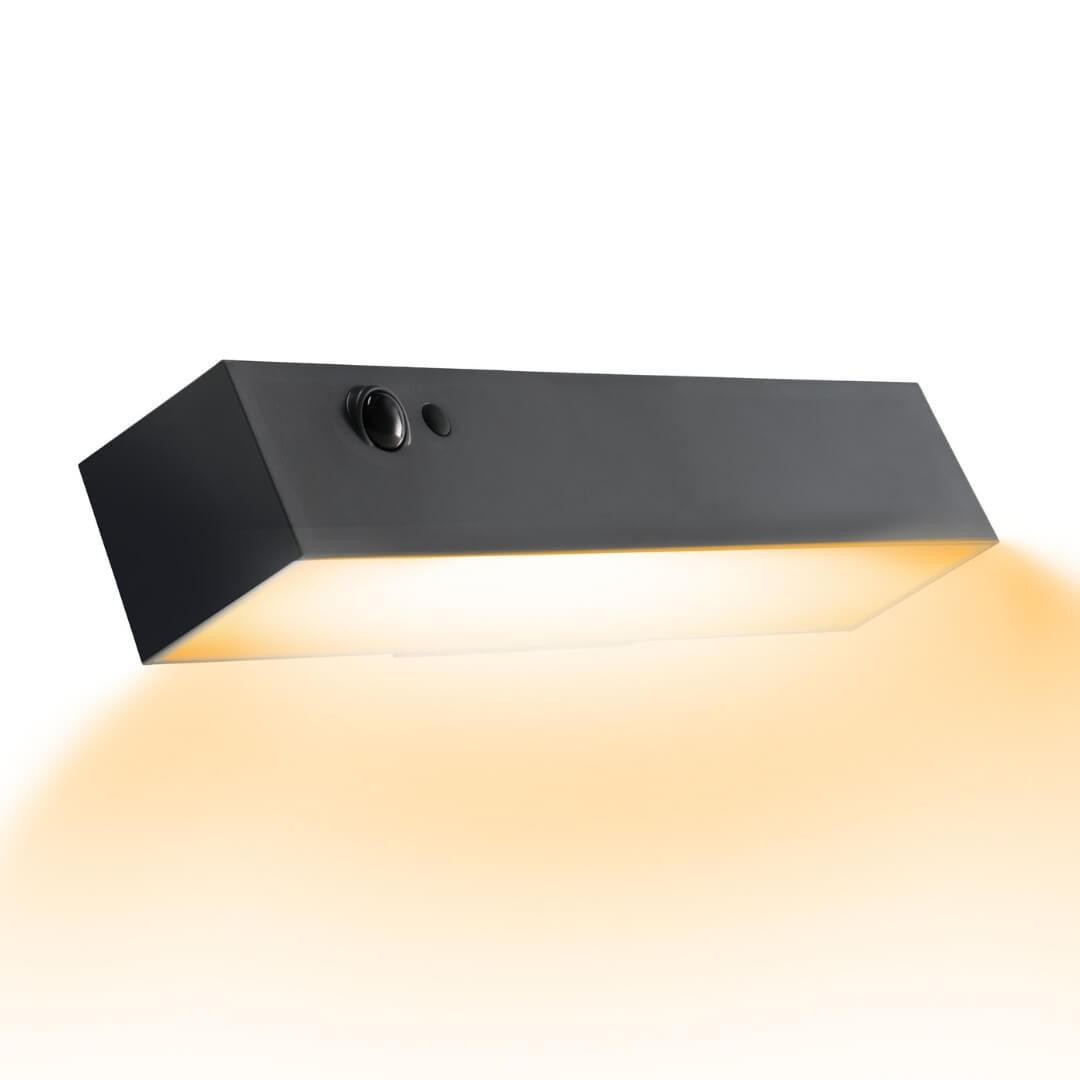 Litehouse Black Warm White Solar Wall Light with Motion Sensor