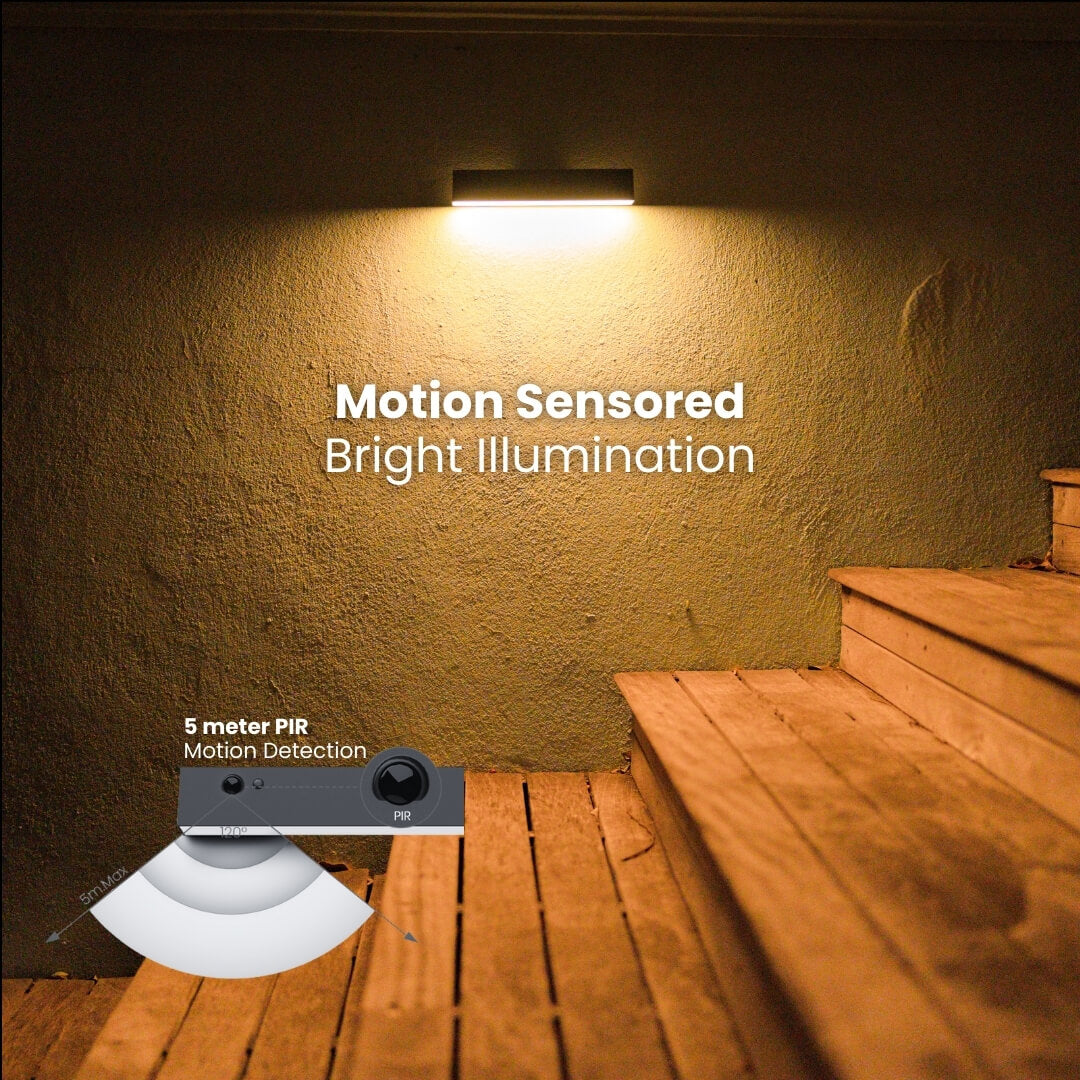 Litehouse Black Warm White Solar Wall Light with Motion Sensor