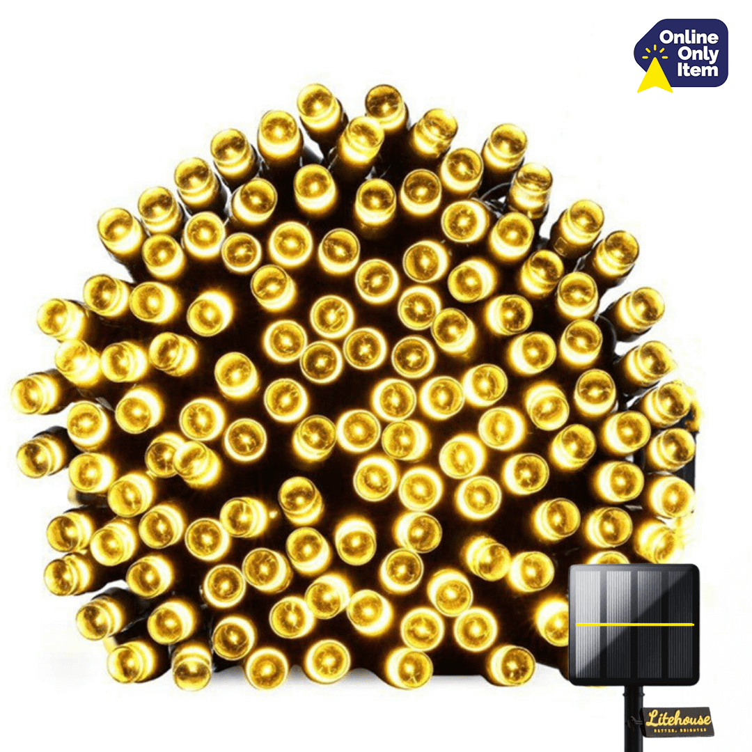Litehouse 10M Black Solar LED Fairy Lights