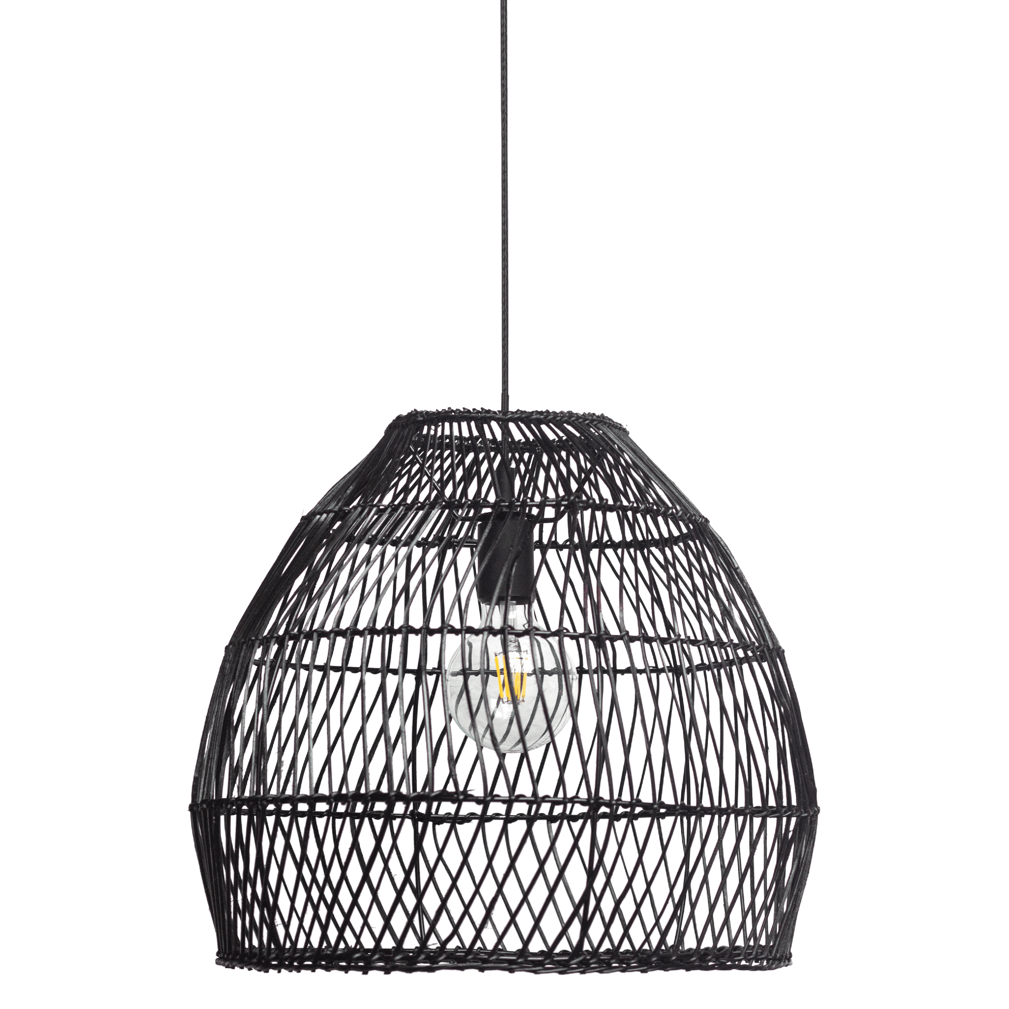 Lwandle Black Hand Crafted Rattan Pendant Shade Only (Pendant Cord Excluded)