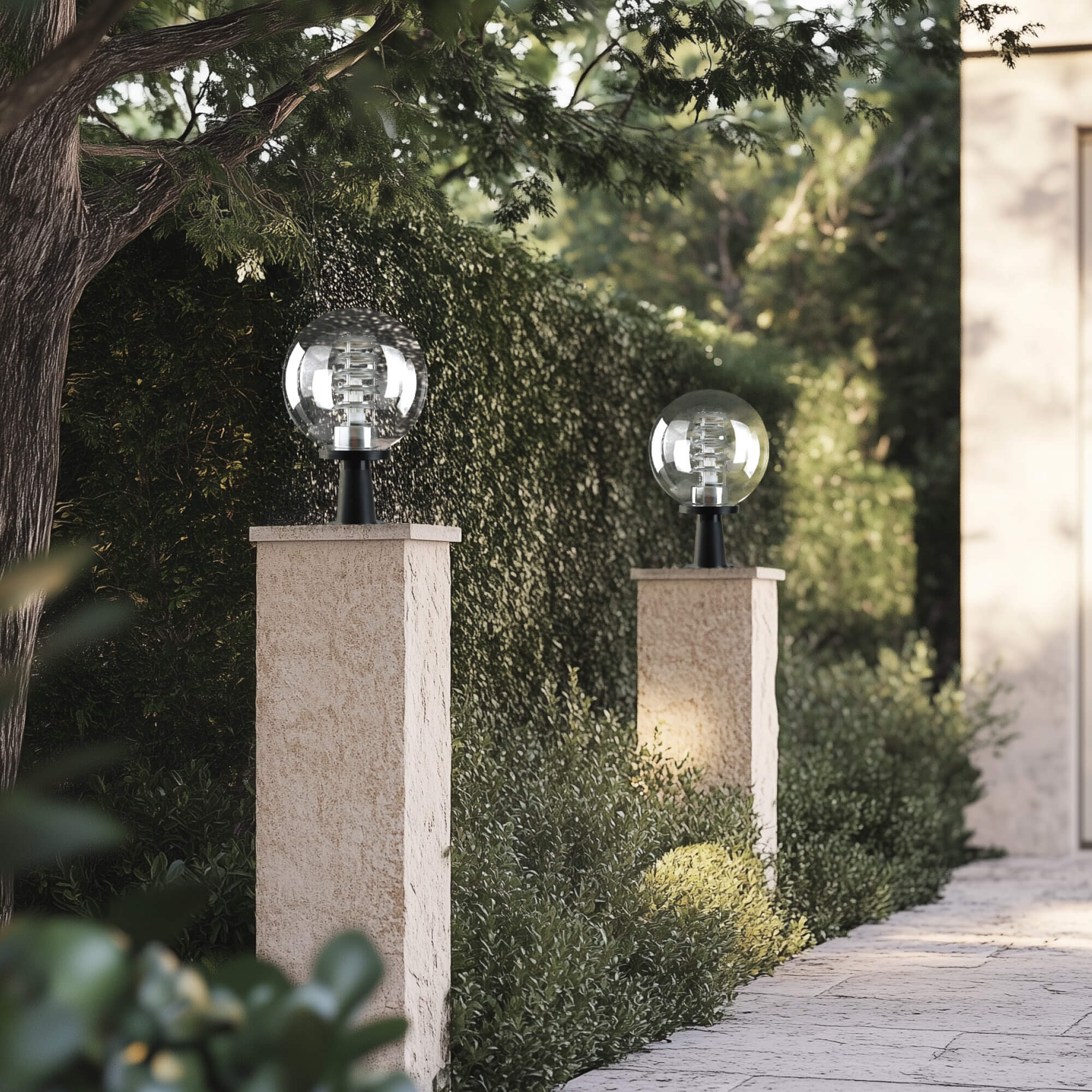 Madras Black Outdoor Pedestal with Clear Plastic Cover