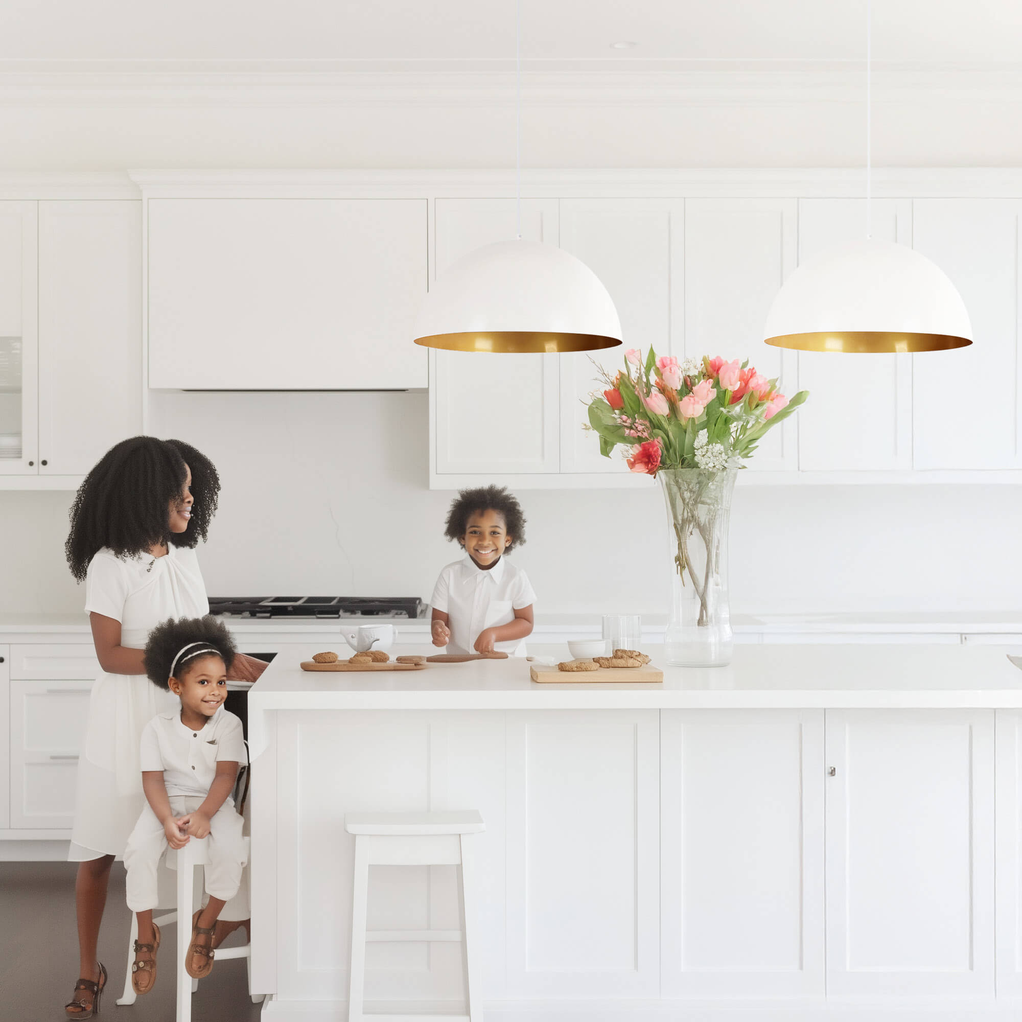 Nova Matte White and Gold Inner 1 Light Pendant
