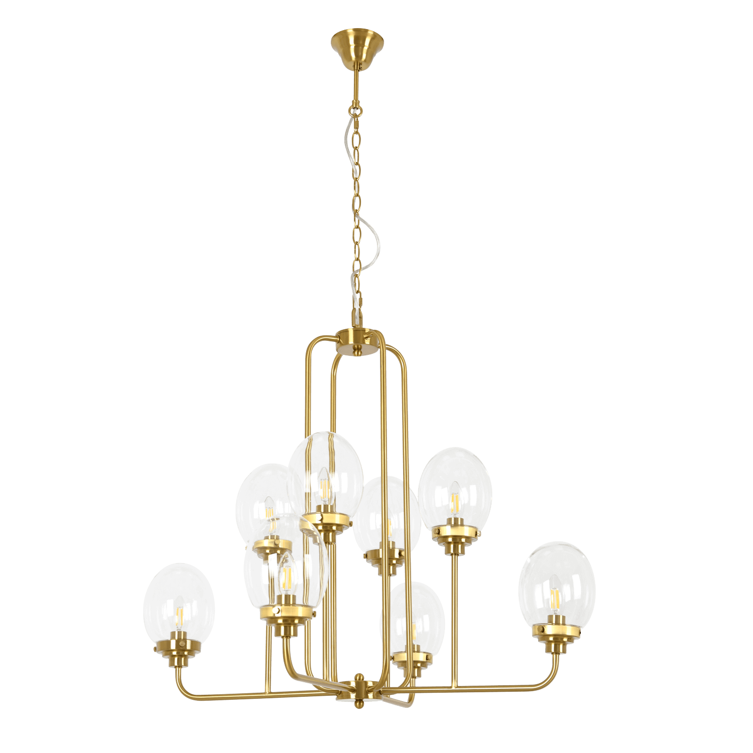 Osiris Brass Gold 8 Light Chandelier with Clear Glass