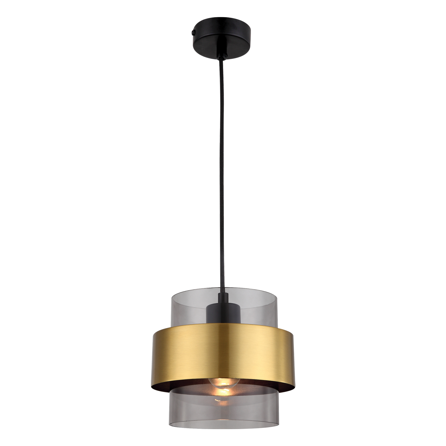 Elegant Pen856 gold pendant light with clear glass shade and adjustable cord for modern interior design.