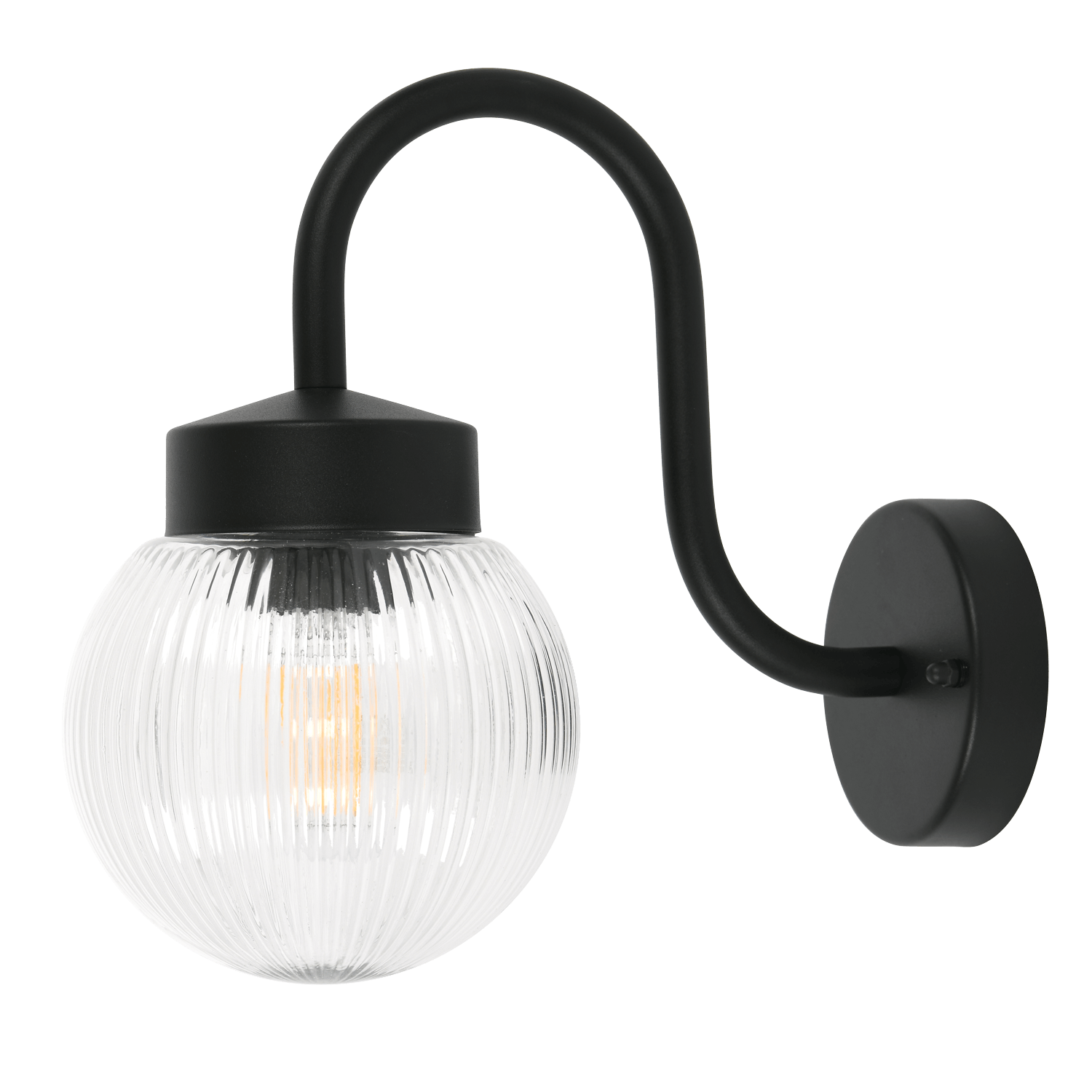 Rae Black Outdoor Wall Light with Lined Glass