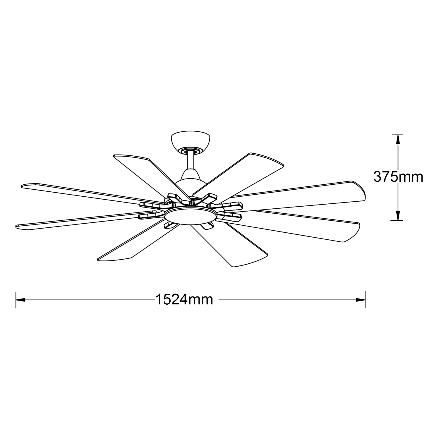 Raven Black 60W DC Ceiling Fan with Remote Control