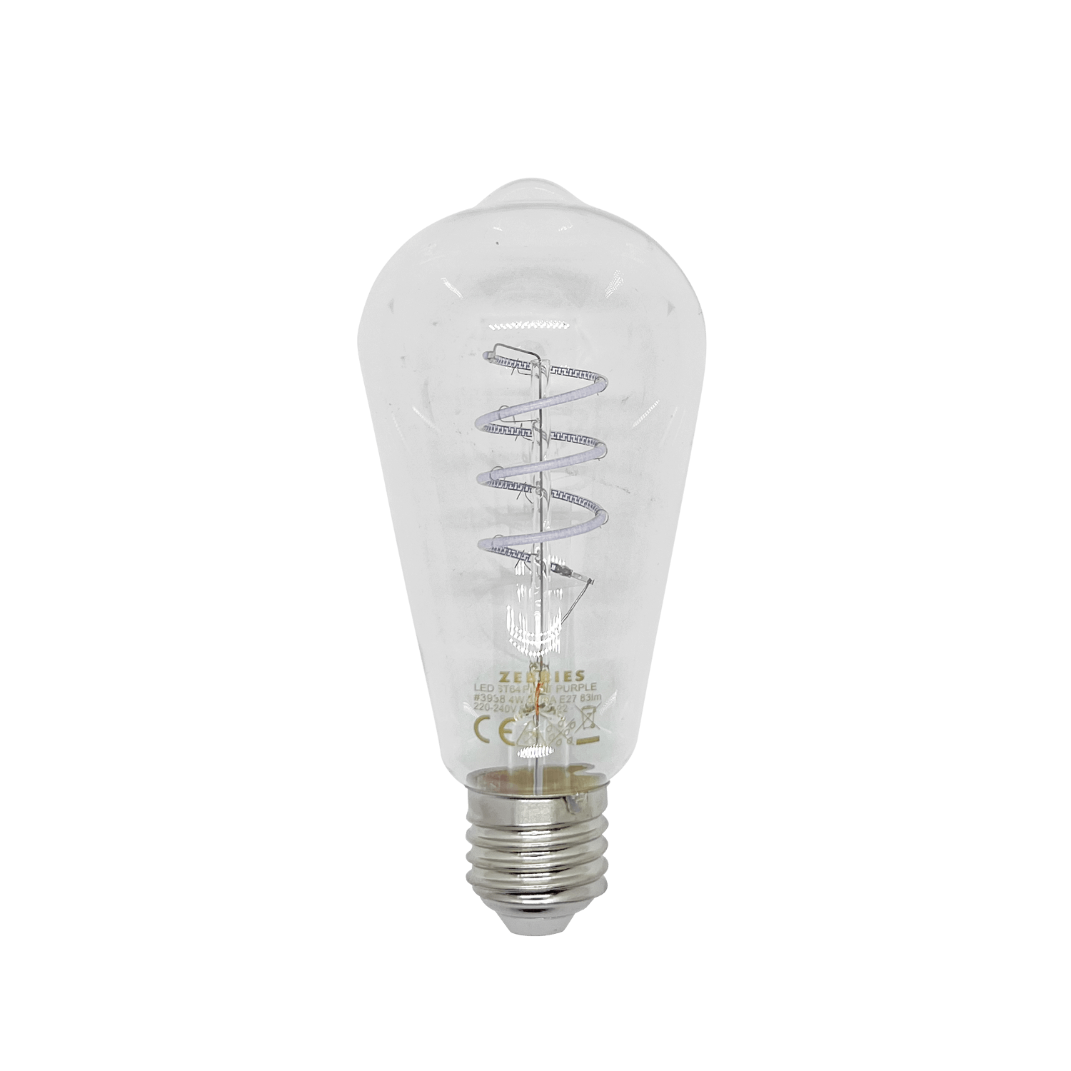 ST64 vintage-style blue LED filament bulb with an E27 base, ideal for decorative and atmospheric mood lighting.