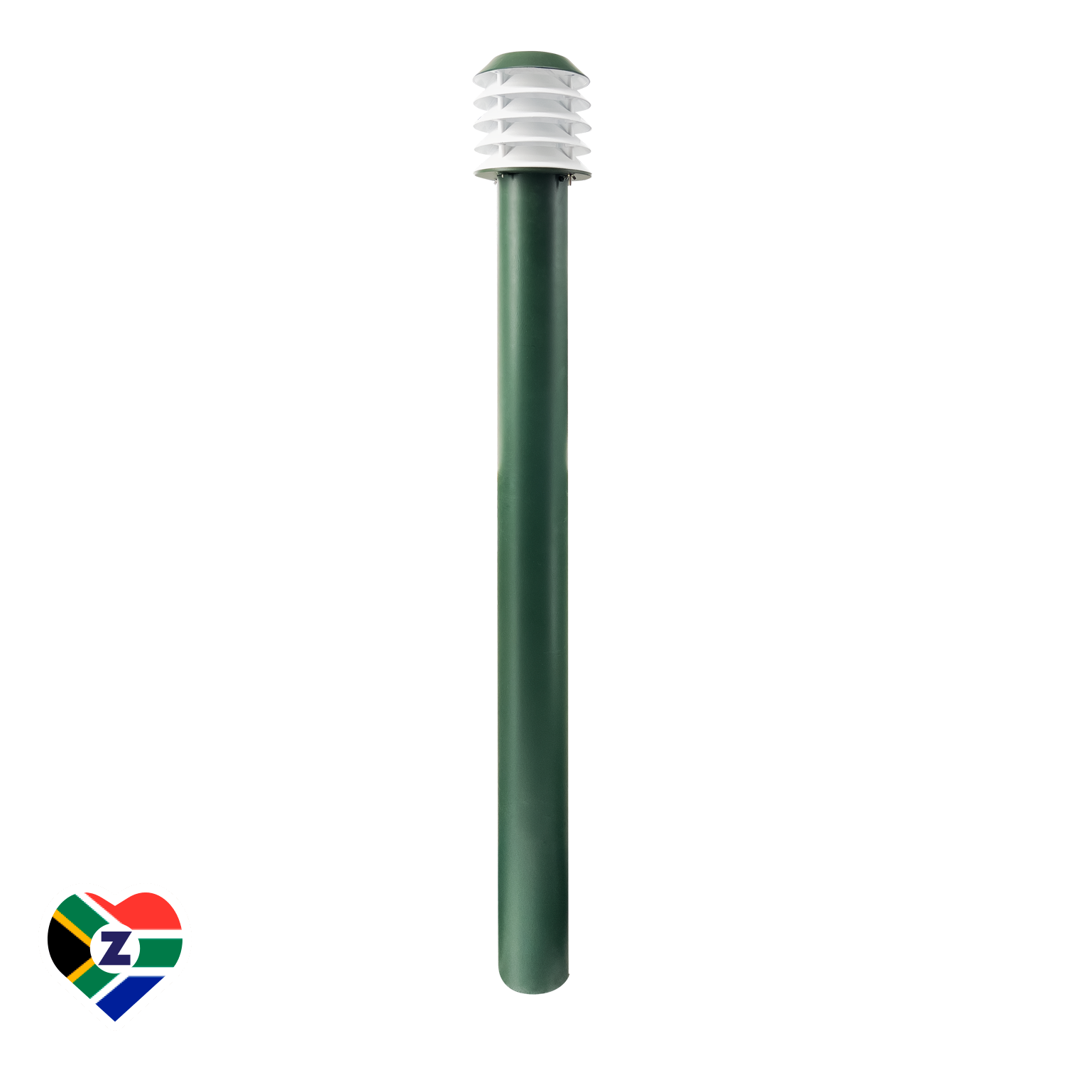 Green Outdoor Bollard with White Louvers