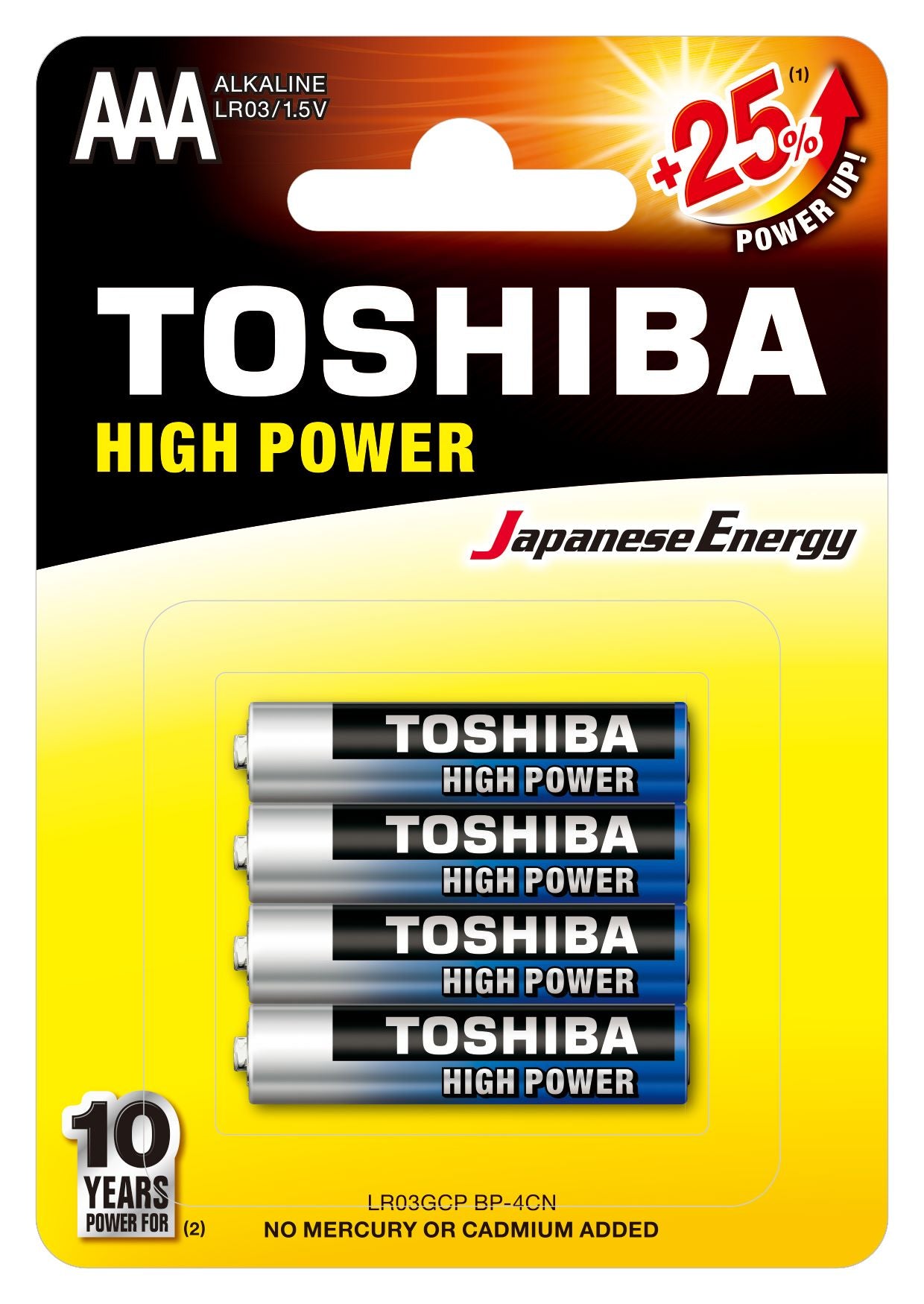 Toshiba AAA Alkaline Batteries 4-Pack Blister Pack