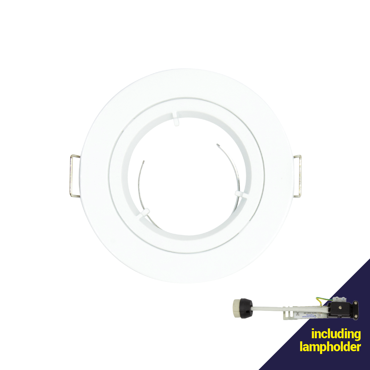 White GU10 Fixed 220V Downlight with a 70mm Cut Out
