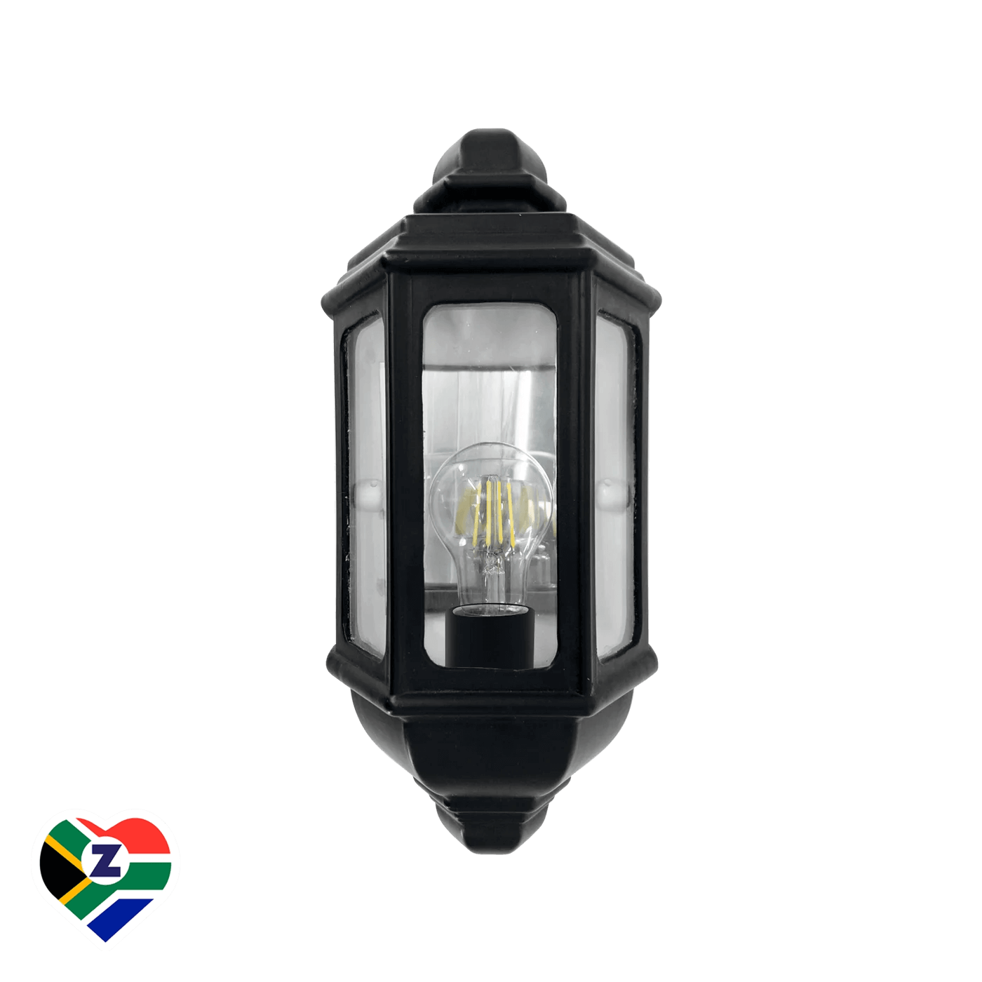 Zola Black Resin Outdoor Wall Light with Clear Glass