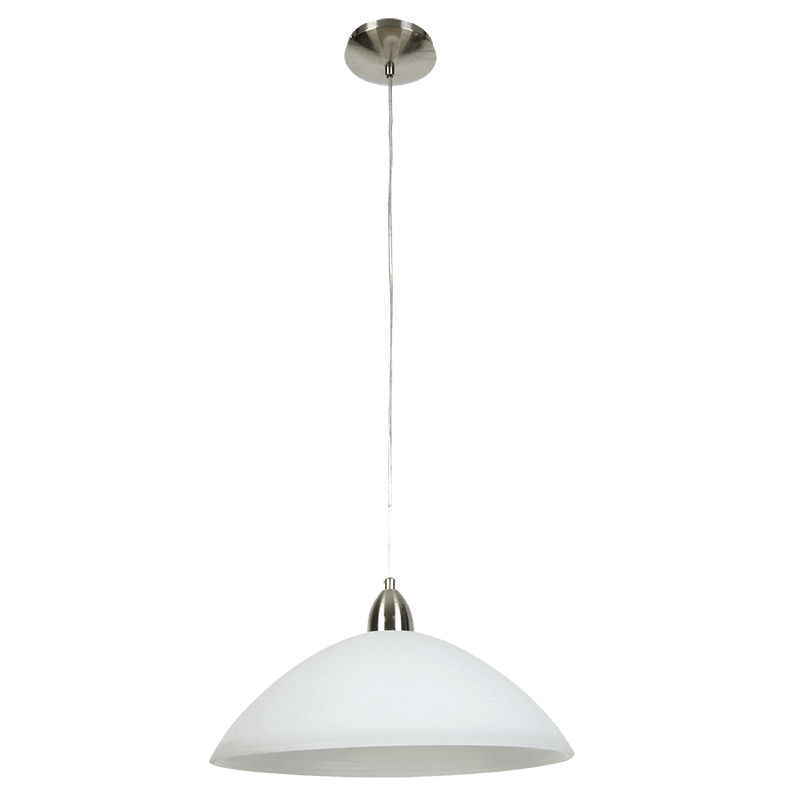 Breeze Satin Nickel Pendant With White Glass