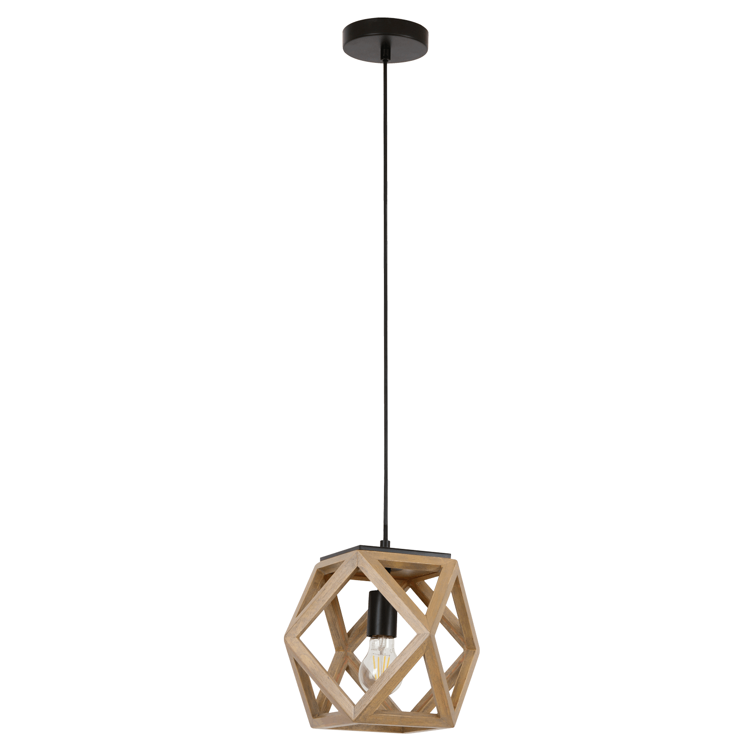Cedar Wood Finish geometric pendant light