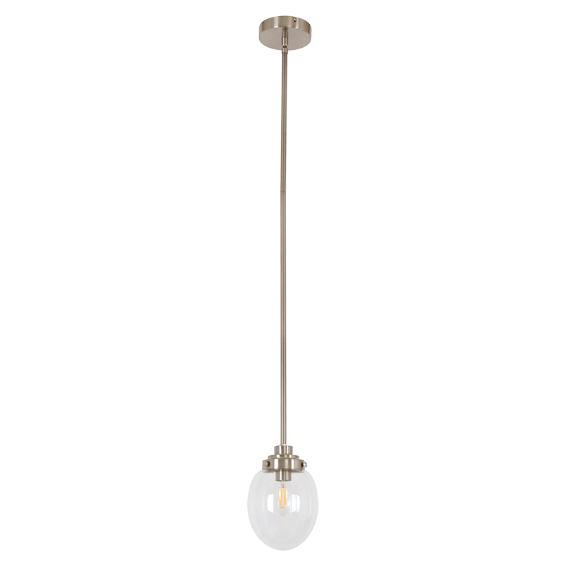 Osiris 1 Light Satin Nickel Pendant Light with Clear Glass