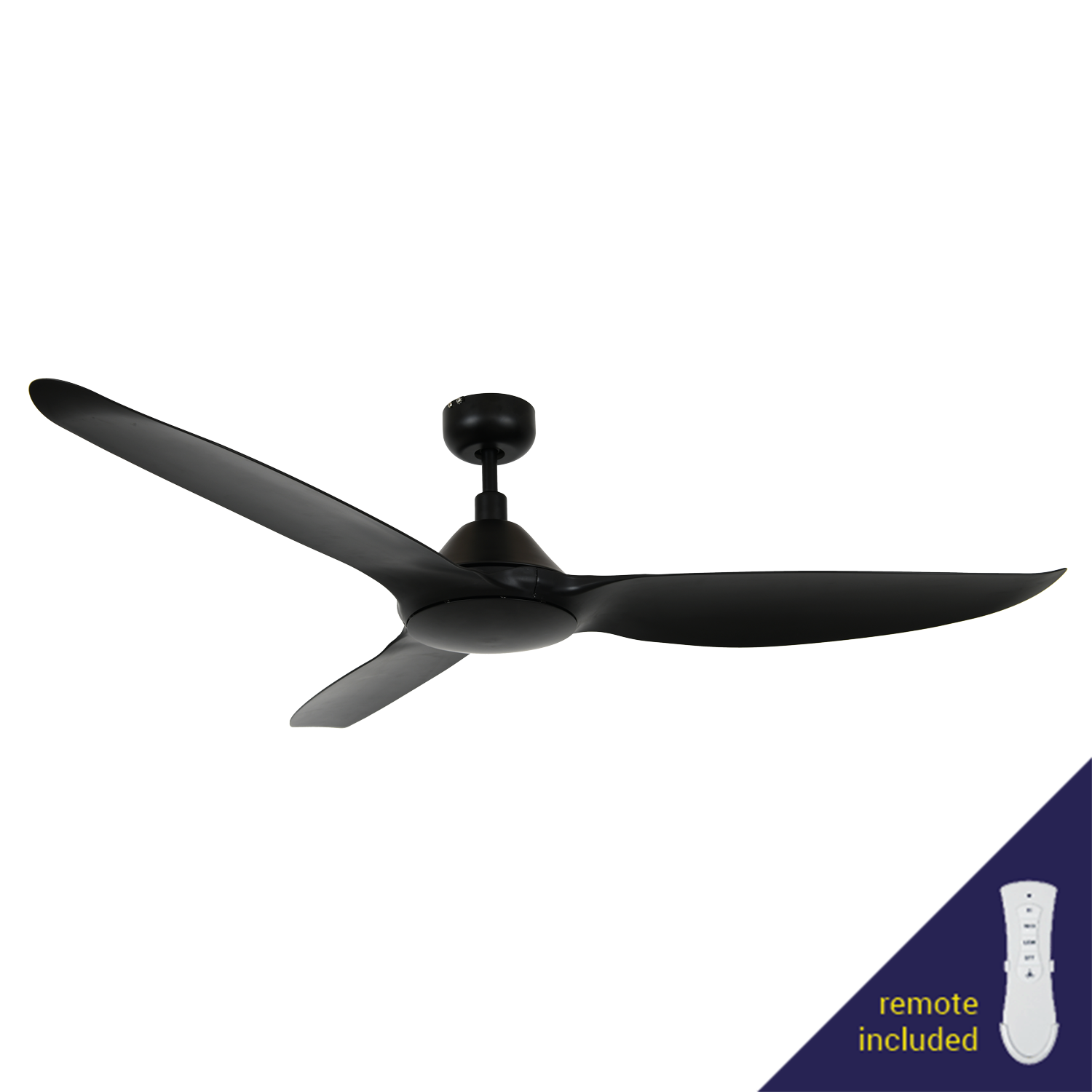 Three blade matt black ceiling fan