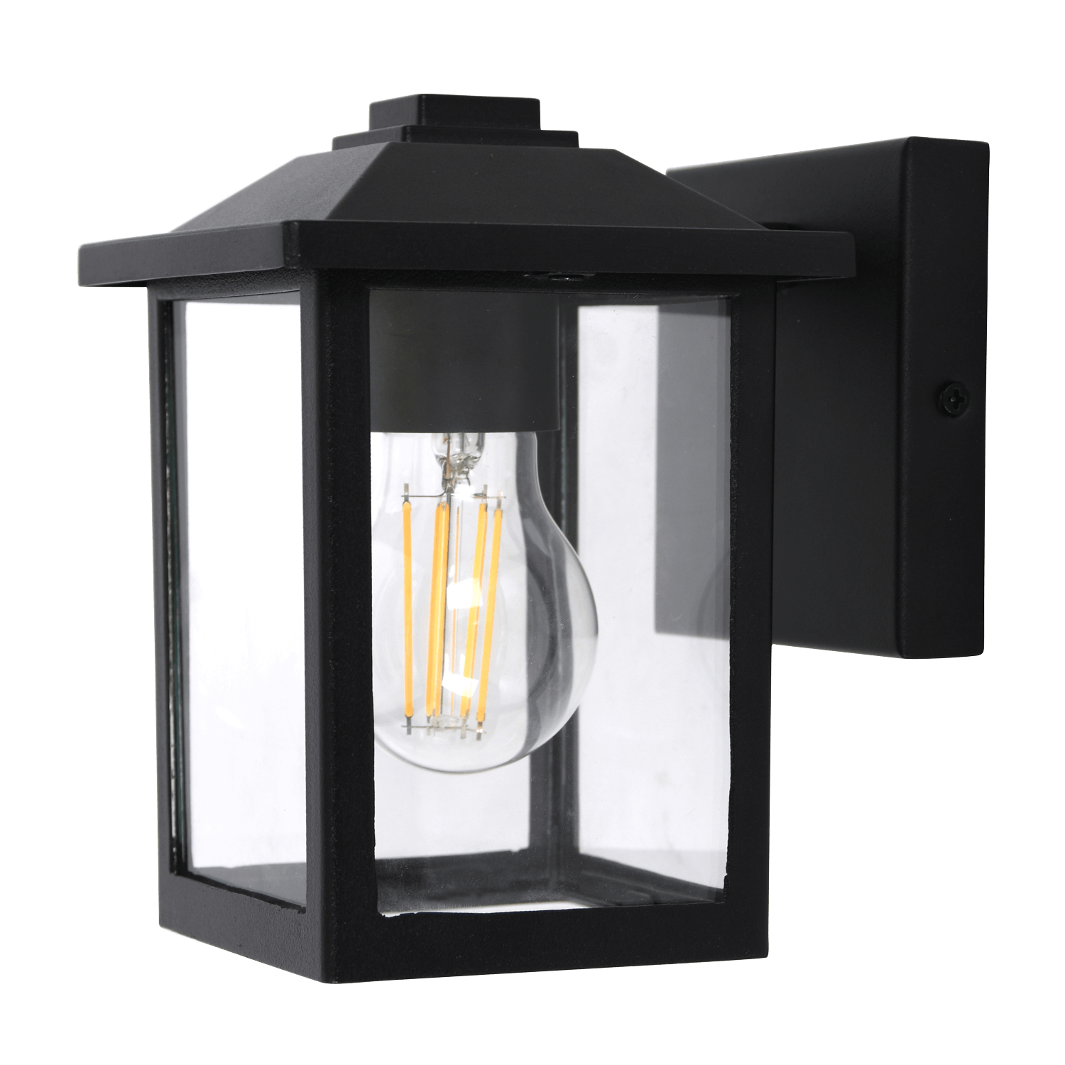 Quinn Black Outdoor Wall Light with Clear Glass