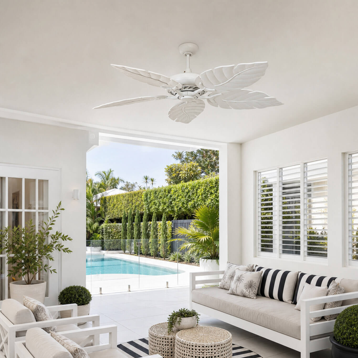 Palmetto White 80W Ceiling Fan with Remote Control & ABS Blades