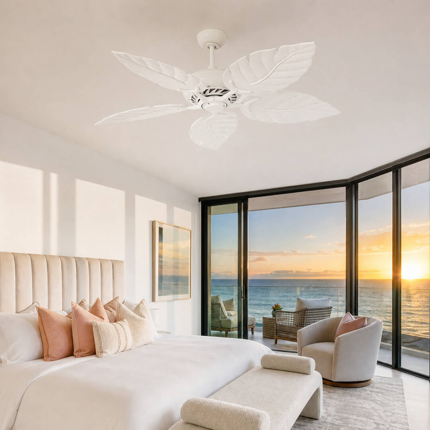 Palmetto White 80W Ceiling Fan with Remote Control & ABS Blades