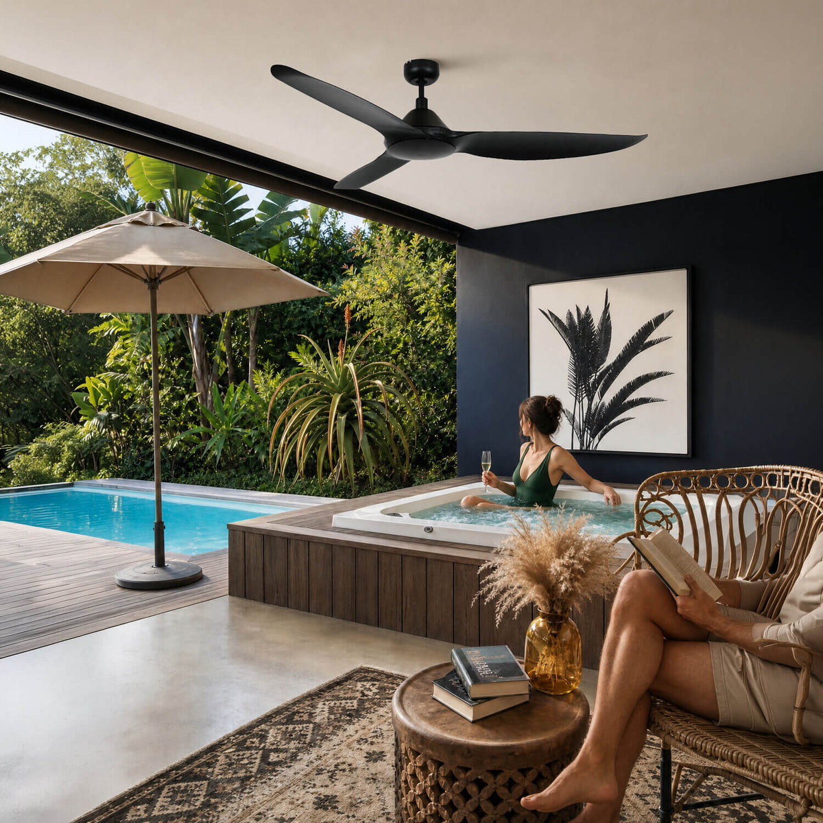 Pels Black 80W Ceiling Fan with Remote Control & ABS Blades