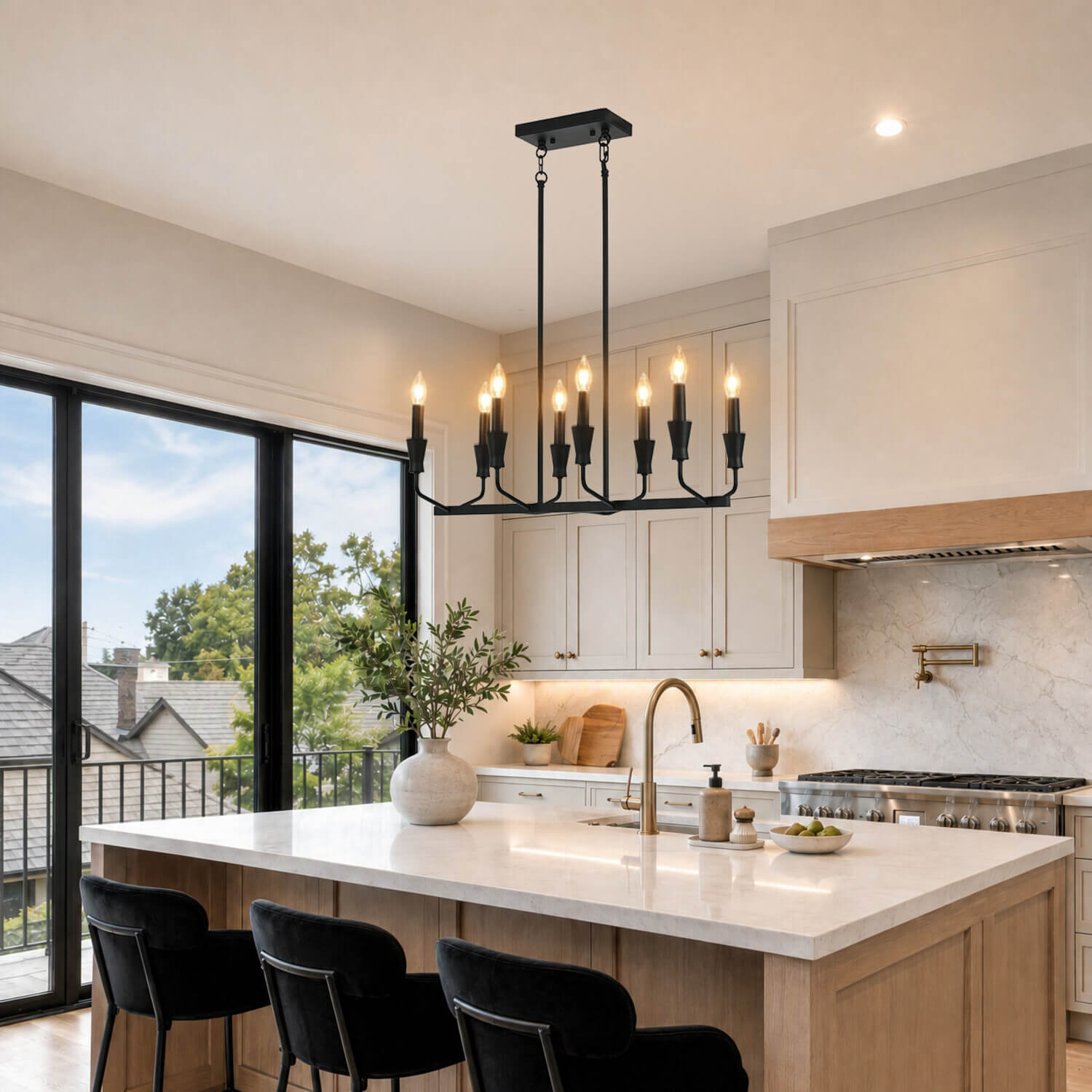 Dekota 8 Light Black Pendant