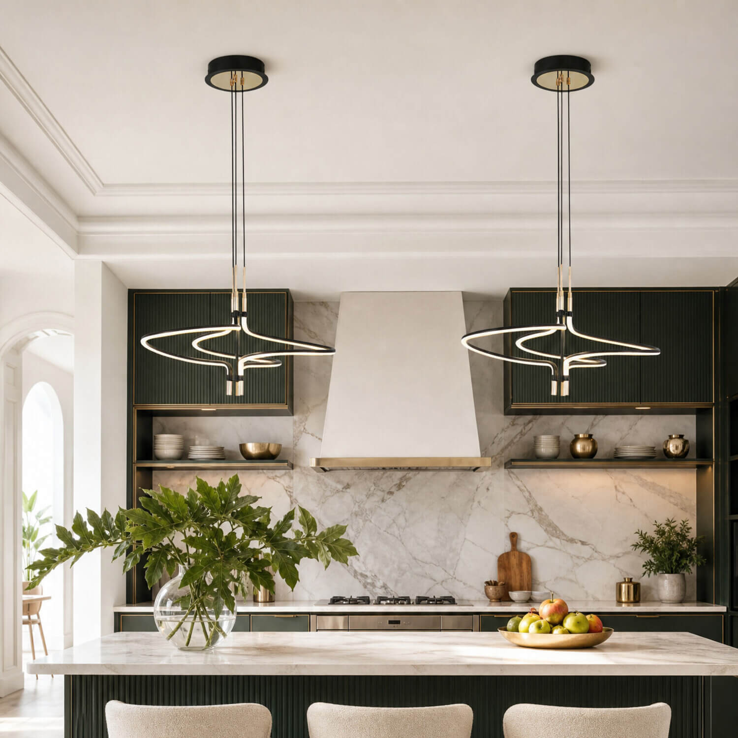 Beau 45W Black and Gold CCT LED Pendant