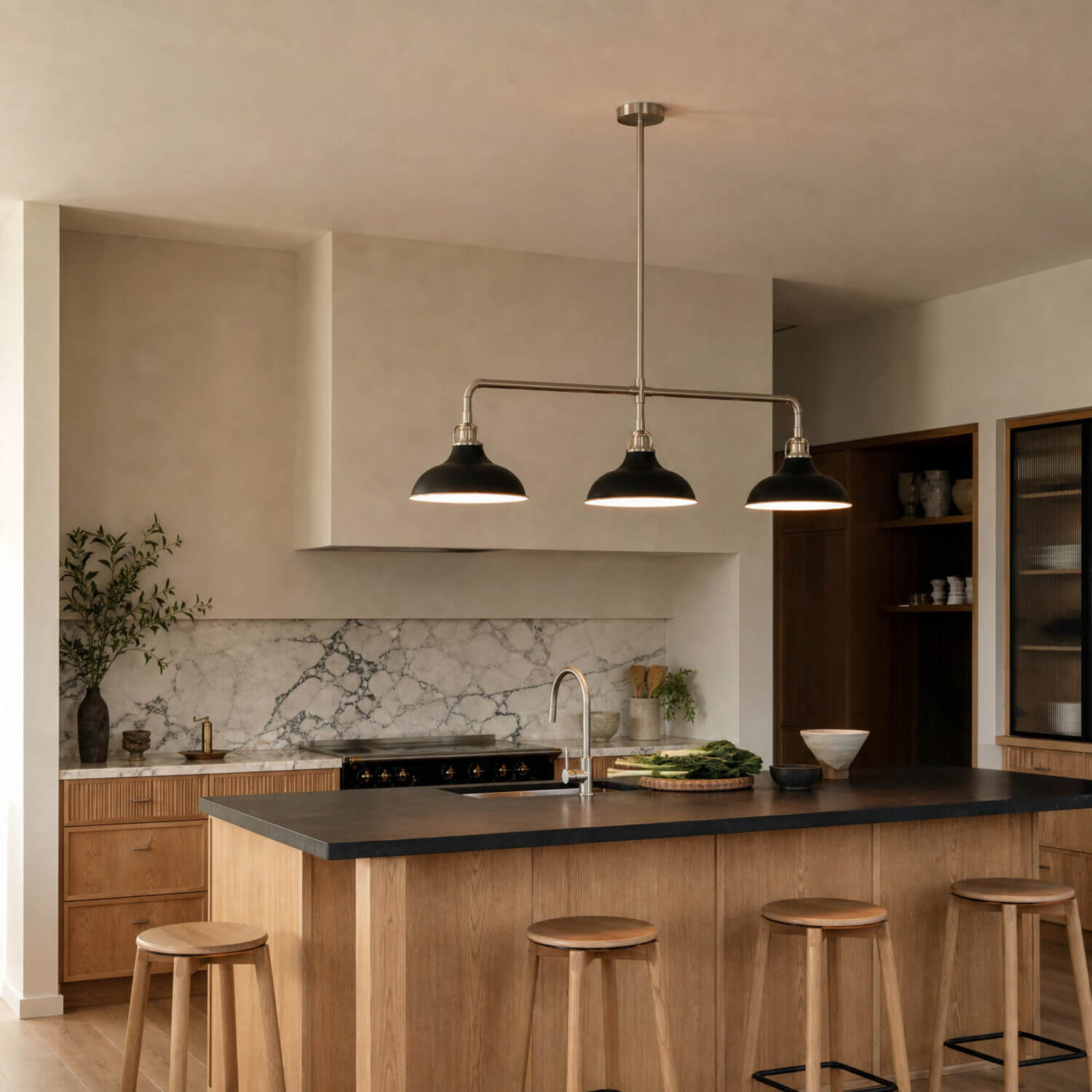 Kingston Black and Satin Nickel 3 Light Pendant