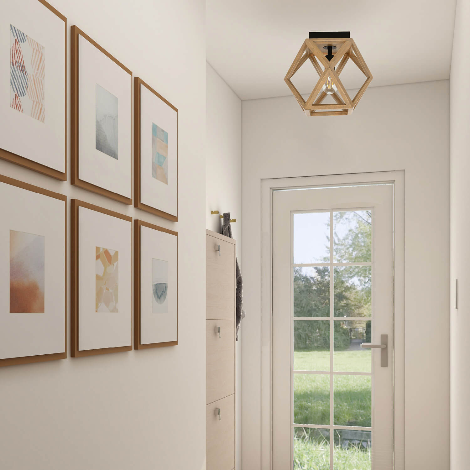 Oak Driftwood Grey with Matt Black Finish Ceiling Light