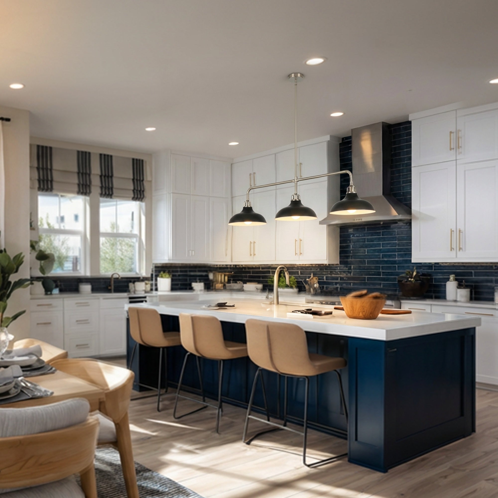 Kingston Black and Satin Nickel 3 Light Pendant