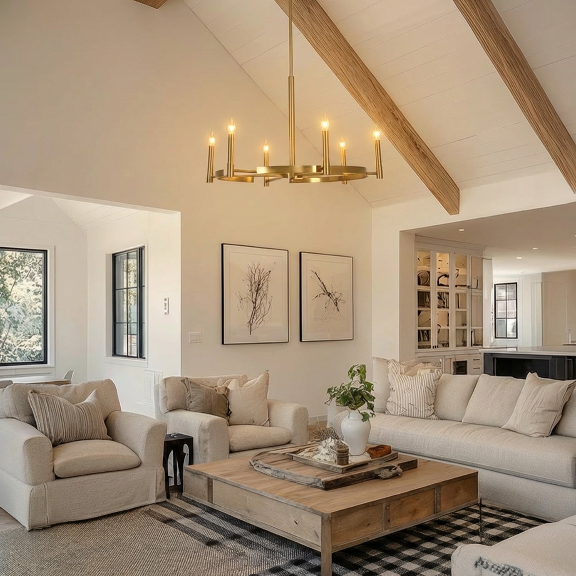 Blake Brass Gold 6 Light Chandelier