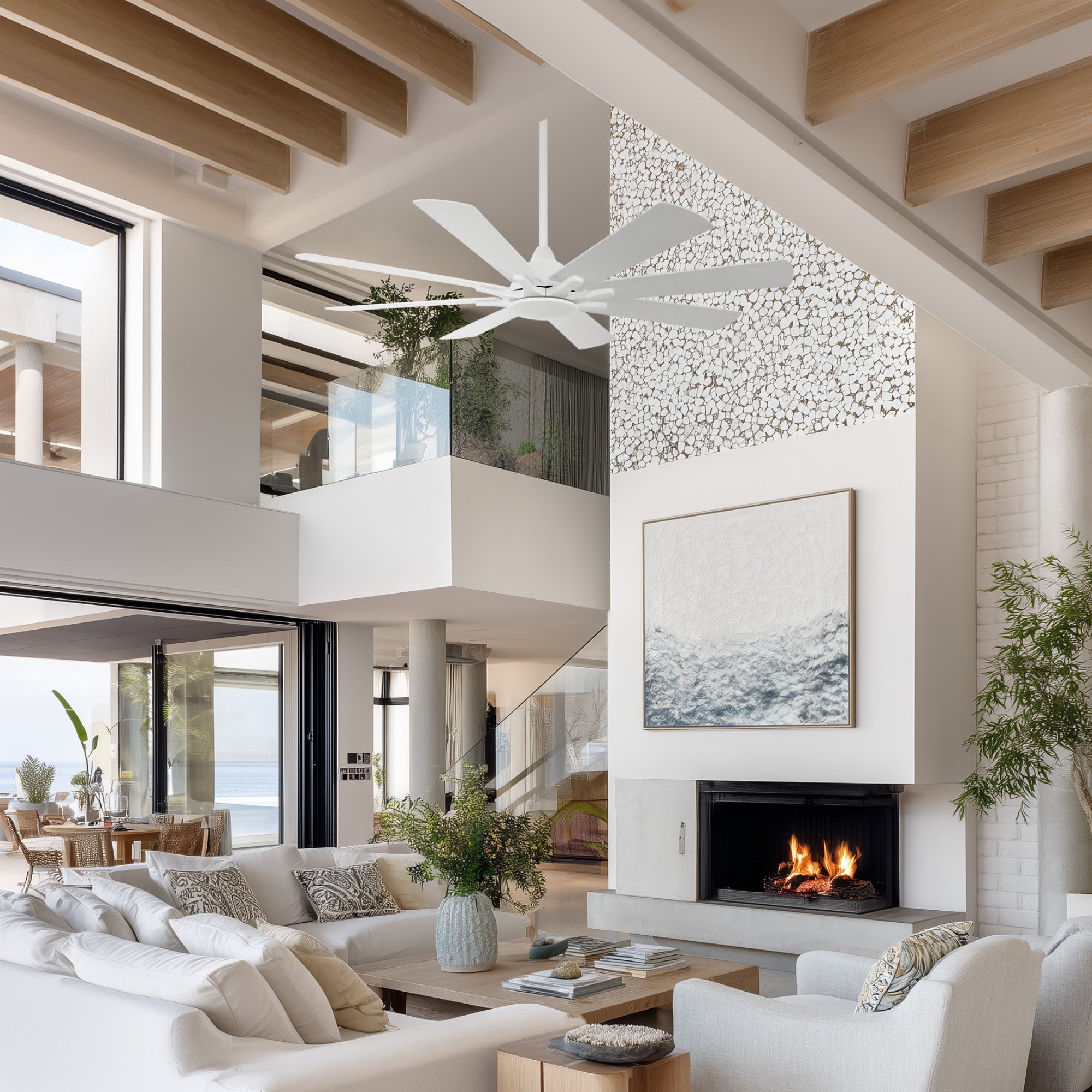 Raven White 60W DC Ceiling Fan with Remote Control