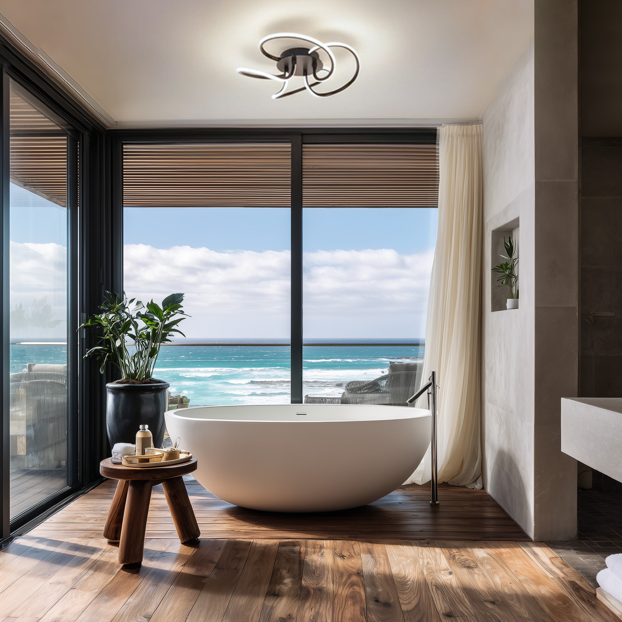 Raya 60W Matte Black CCT LED Ceiling Light