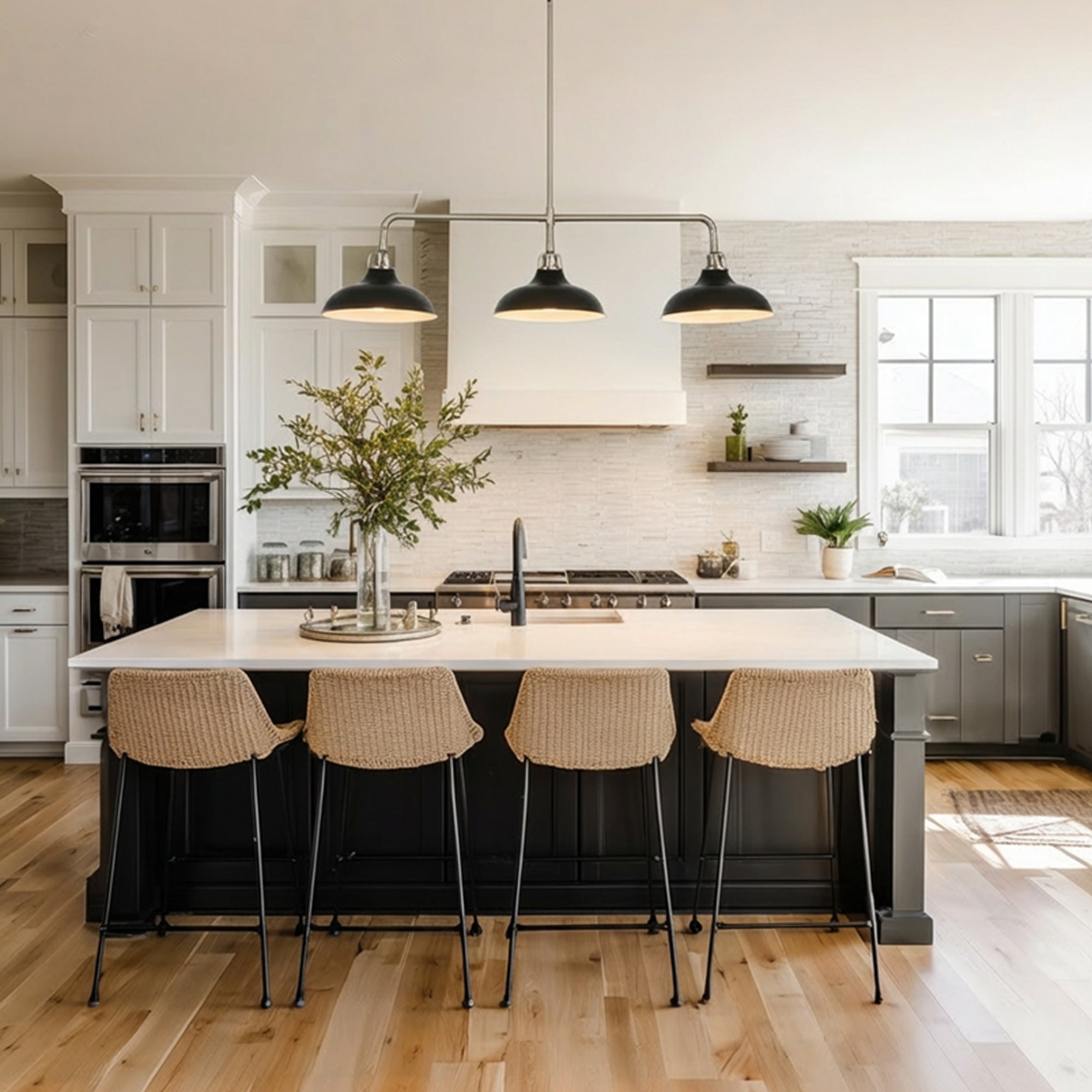 Kingston Black and Satin Nickel 3 Light Pendant