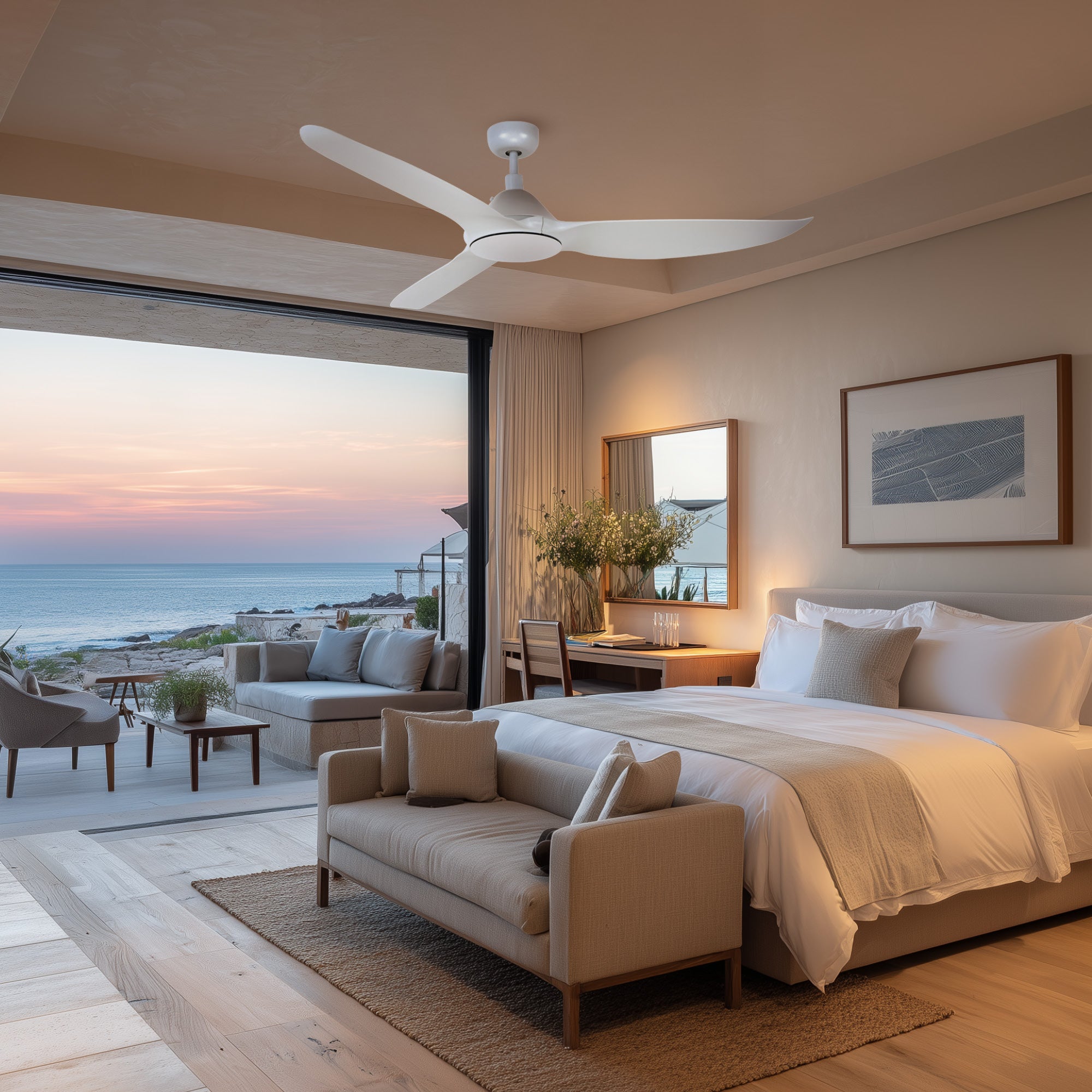 Pels White 80W Ceiling Fan with Remote Control