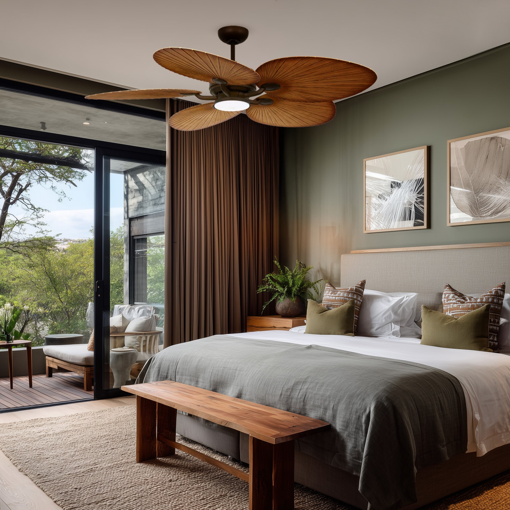 Alocasia Bronze 80W AC Ceiling Fan incl. Light Kit & CCT LED Globe