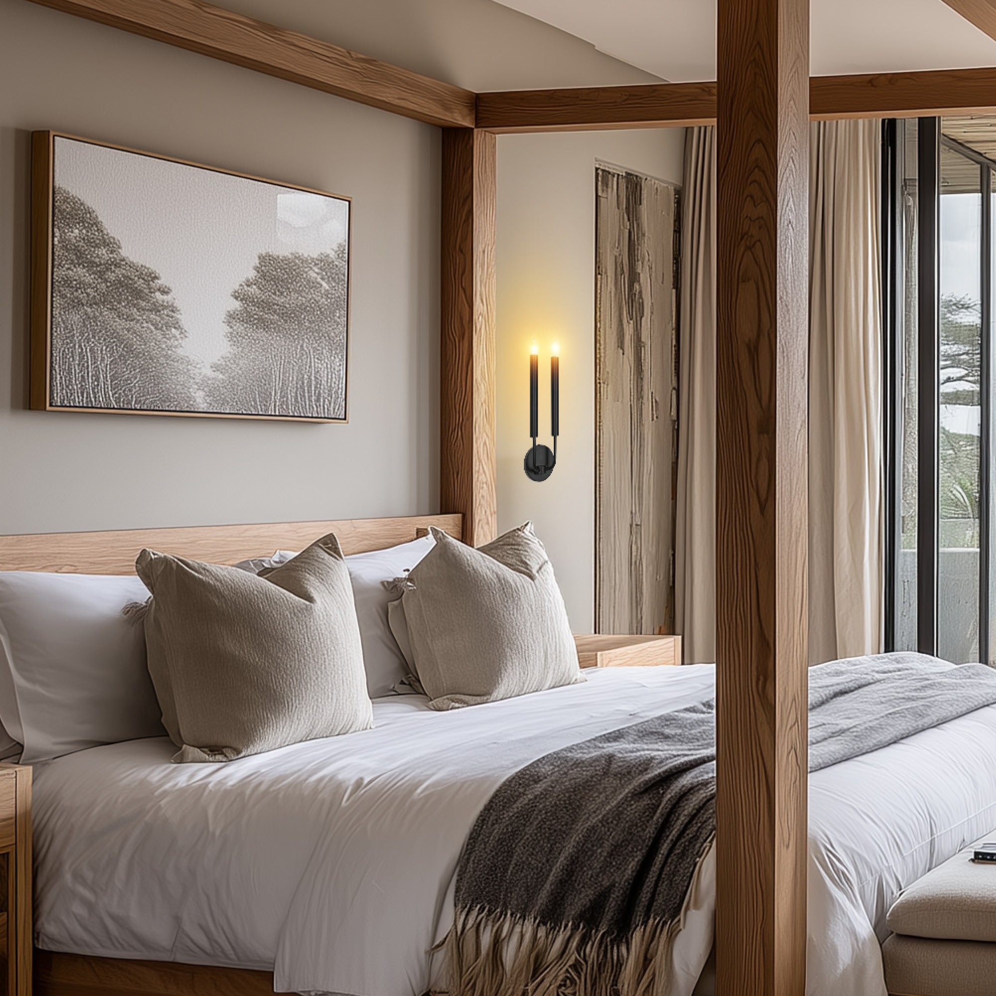 Blake Black 2 Light Wall Light