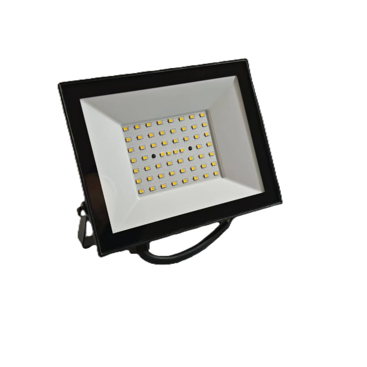 Compact Black Essential 50W Outdoor LED Floodlight showing Adjustable Mounting Bracket