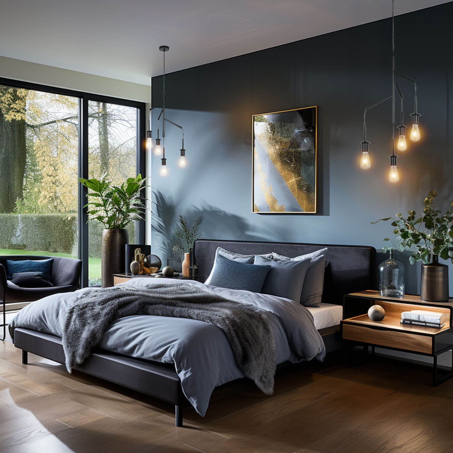 Vine 4 Light Matt Black Pendant