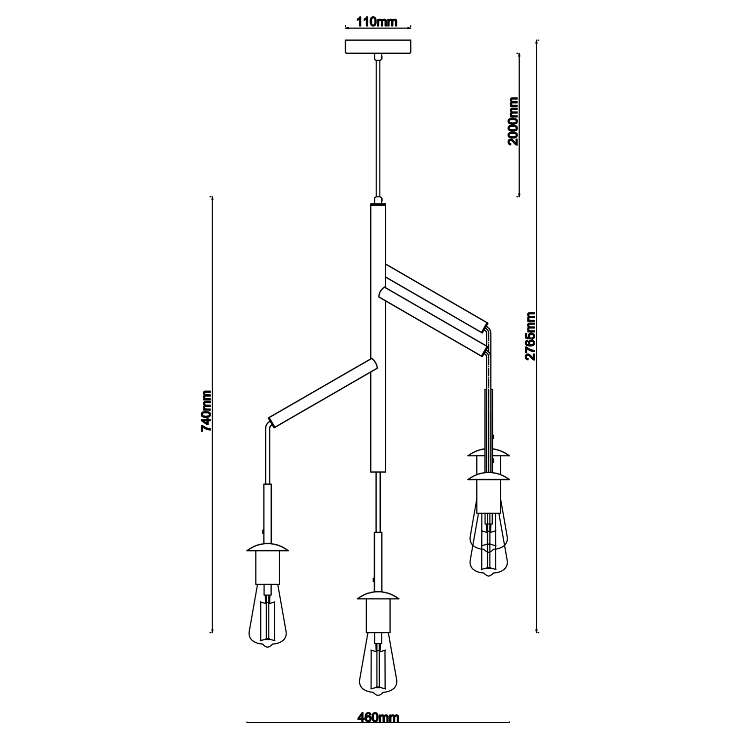 Vine 4 Light Matt Black Pendant