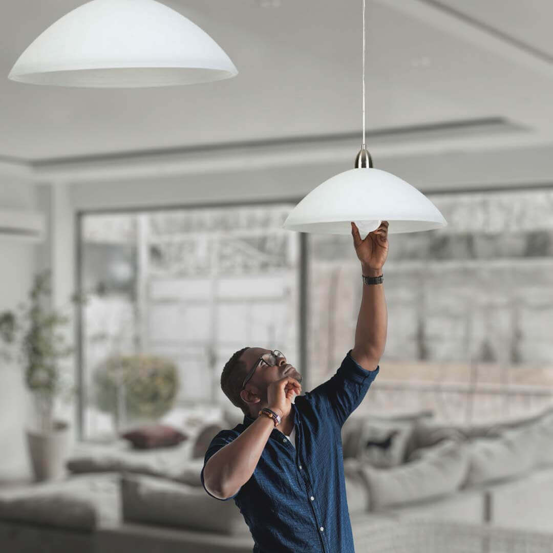 Breeze Satin Nickel Pendant With White Glass