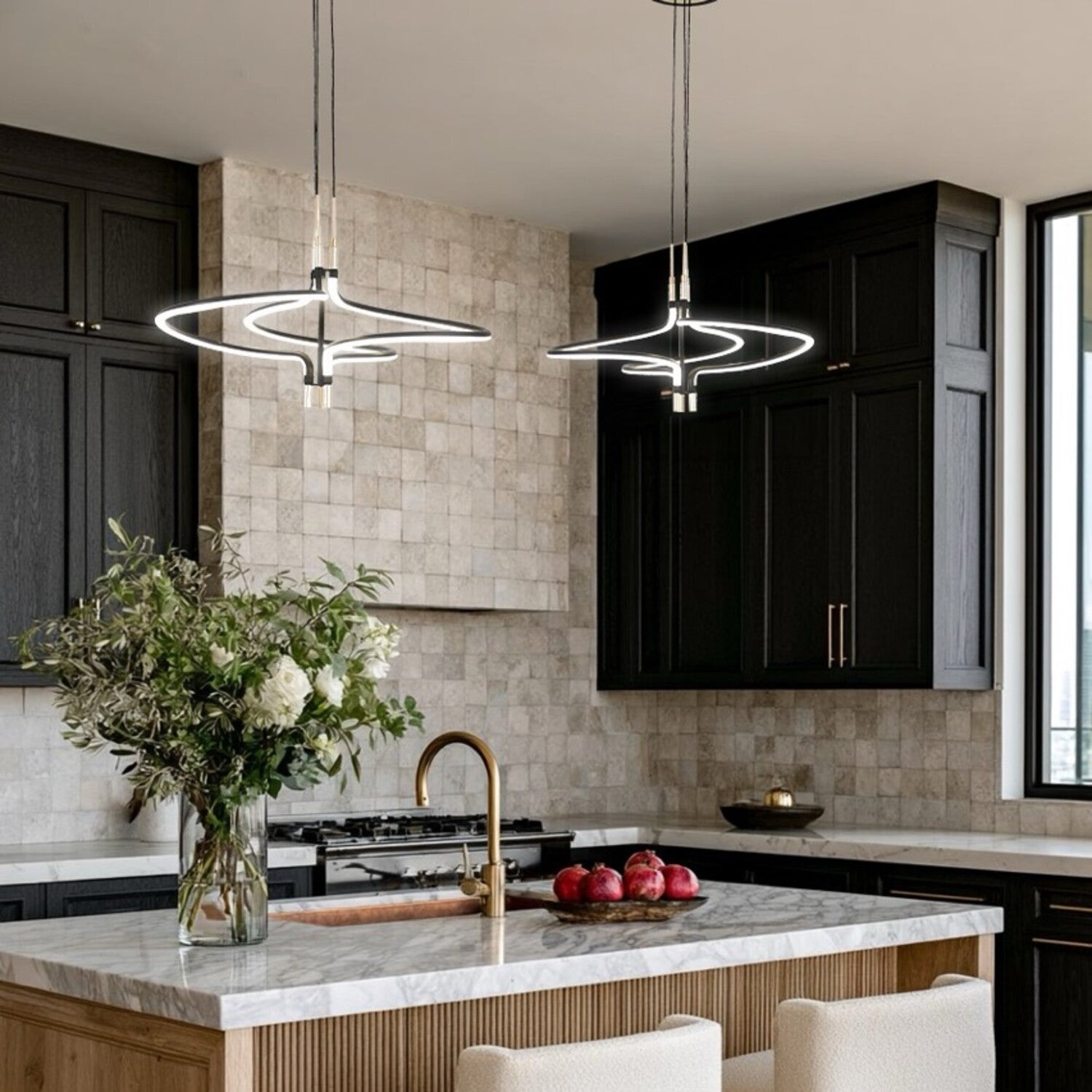 Beau Sand Black and Gold 45W CCT LED Pendant