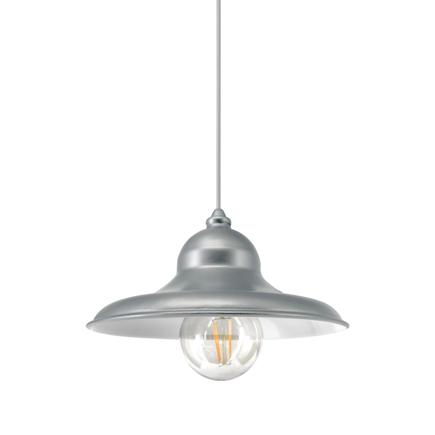 Naledi Matte Silver Pendant with White Inside