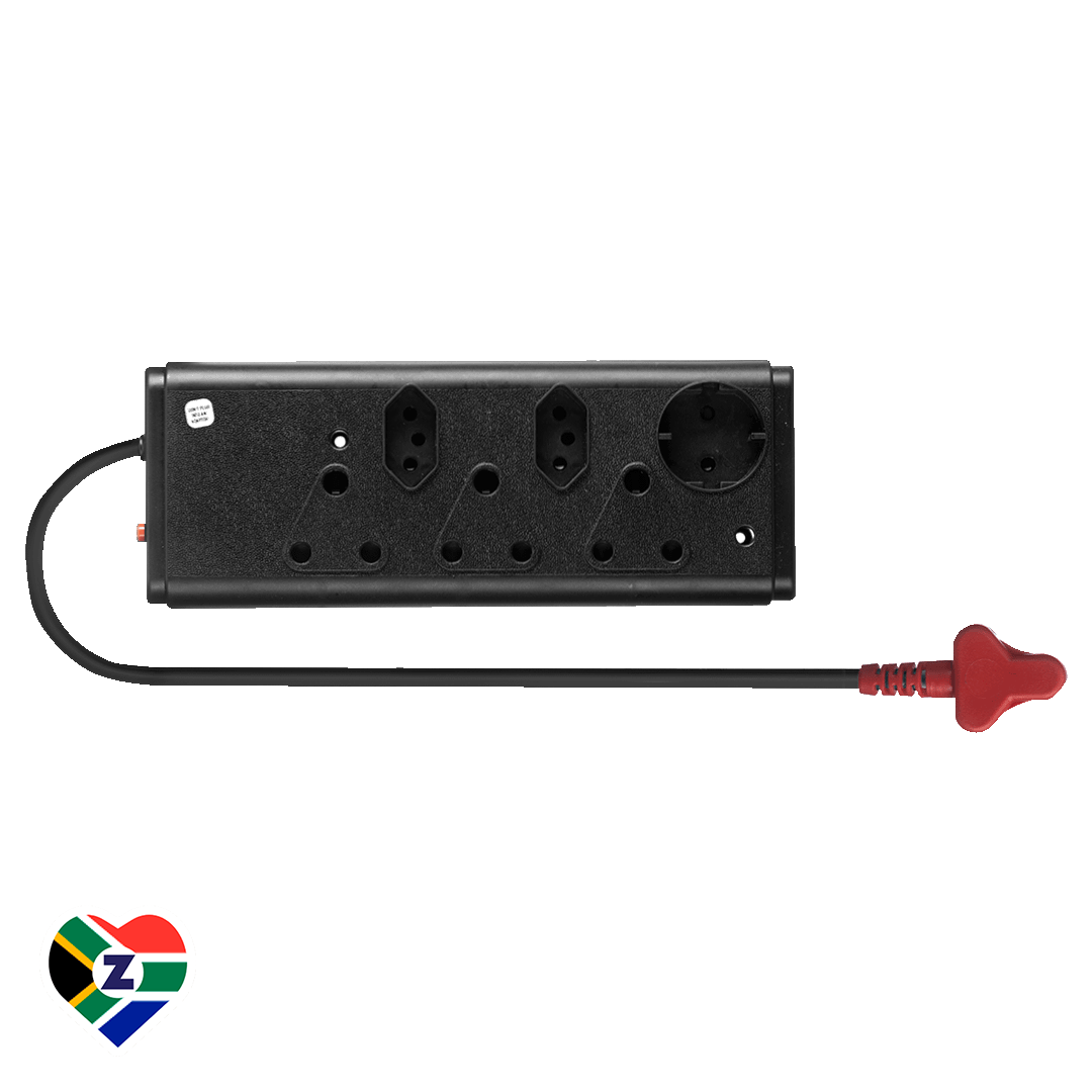 6 Way Black Multiplug with Surge Protection | Power Safety | Zebbies