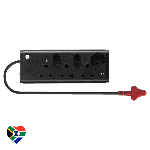 6 Way Black Multiplug with Surge Protection | Power Safety | Zebbies