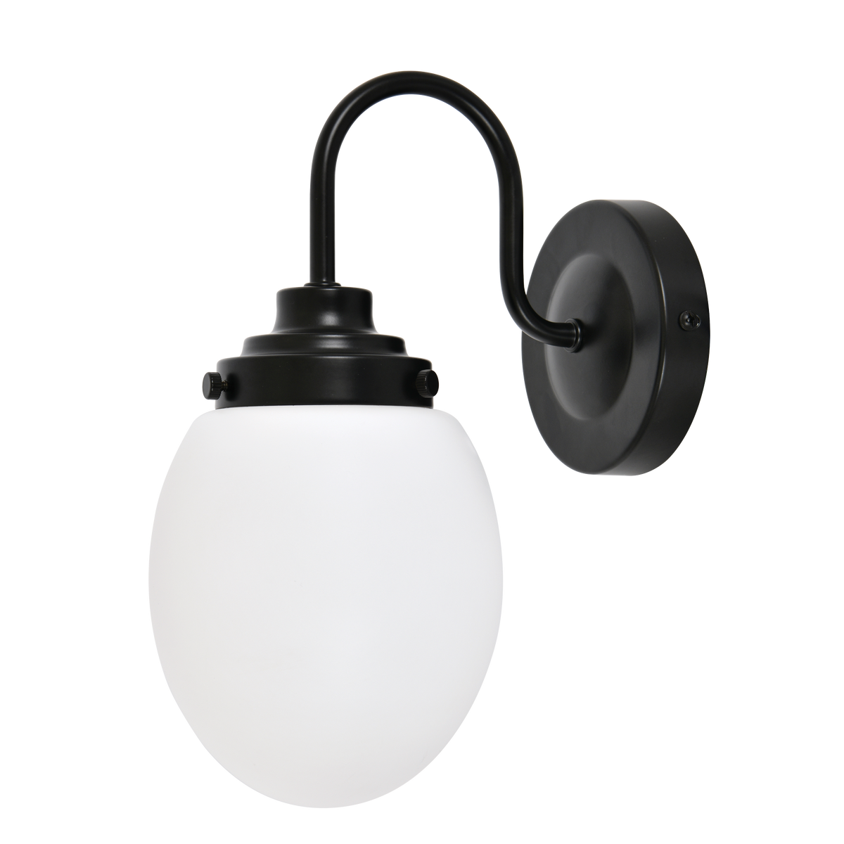 Tori Matte Black Wall Light with Opal Glass