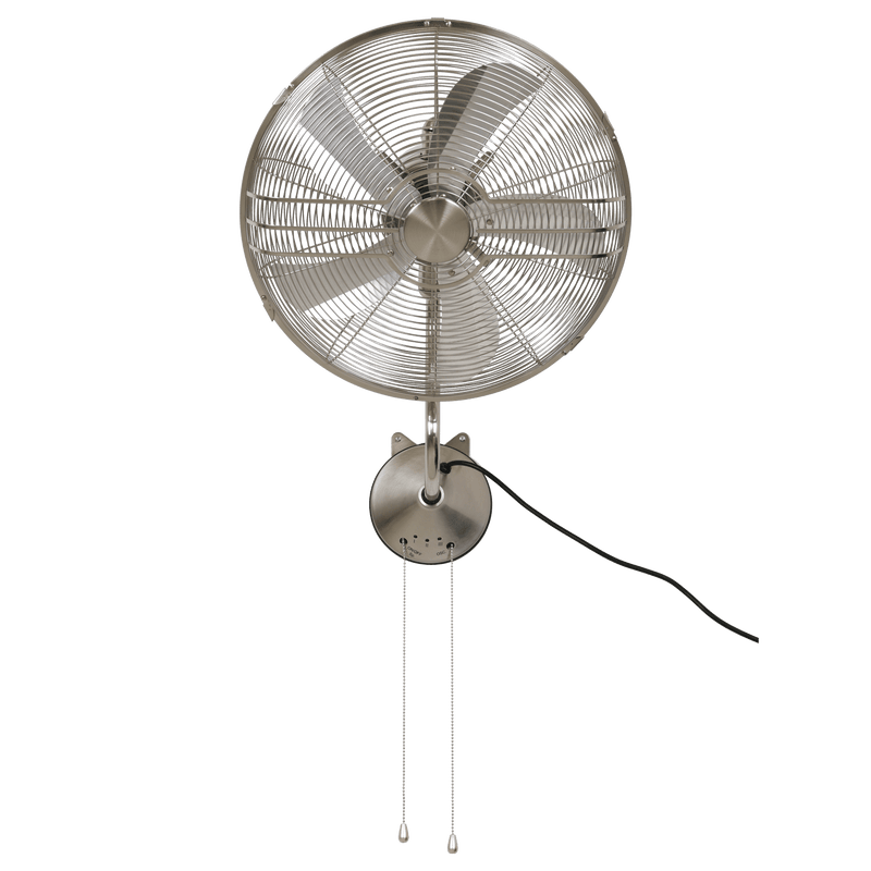 Airstream Brushed Chrome Wall Fan with Pull Chains | Zebbies